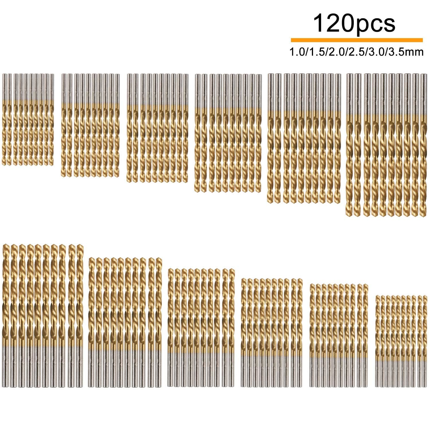 120 PCS Kisslife Professional HSS Drill Bits Set 1/8 1/16 3/64 5/64 3/32 7/64 Jobbers Length Twist Drill Bit Set Industy HSS TIN Coated Mini Micro Drill Perfect for Steel Wood Plastic Aluminum 6 Sizes