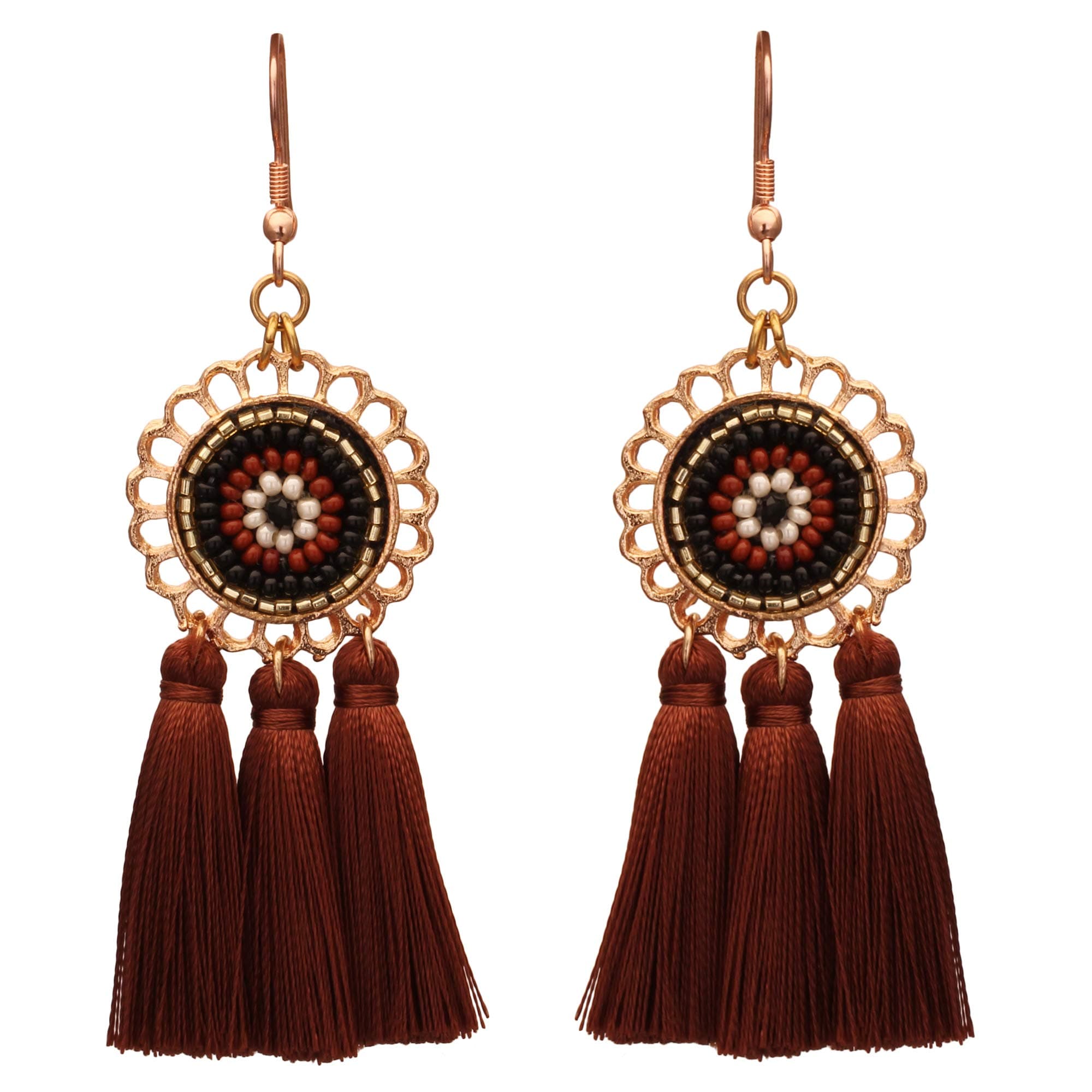 Seed Bead/Glass Bead/Colorful/Dark Brown/Red/White/Gold/Women Tassel Metal Fashion/Unique/Earring for Women