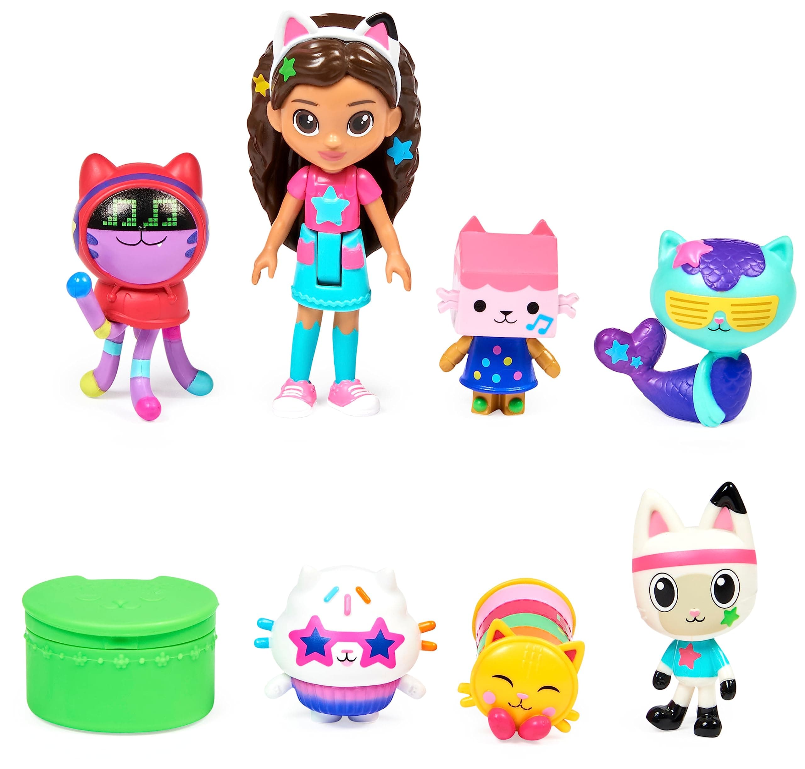 Gabby's Dollhouse, Dance Party Theme Figure Set with a Gabby Doll, 6 Cat Toy Figures and Accessory Kids Toys for Ages 3 and up!
