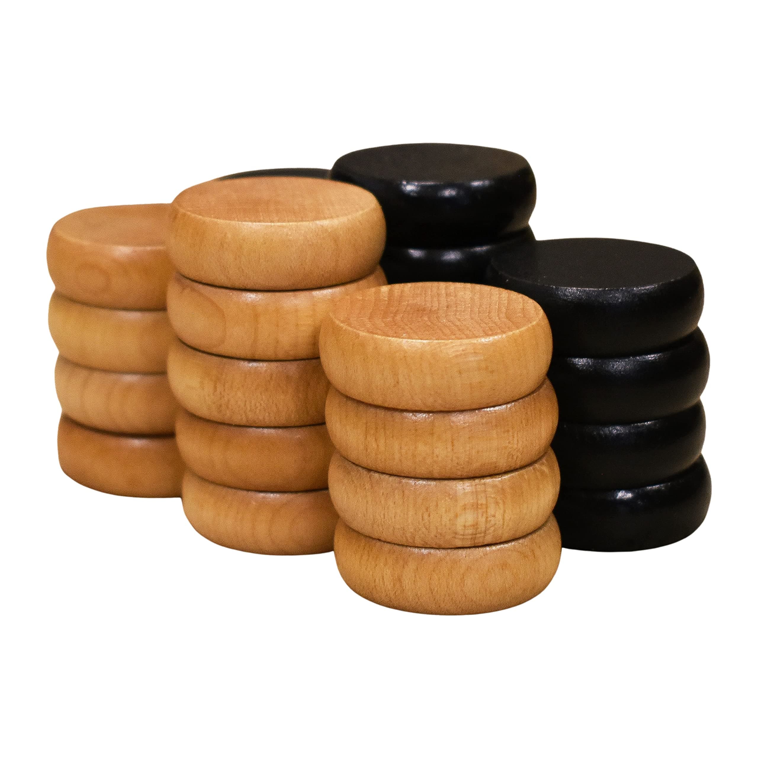 26 Black and Natural Crokinole Discs with a Velvet Pouch (Small Discs - 1 1/8 Inch Diameter (2.9cm))