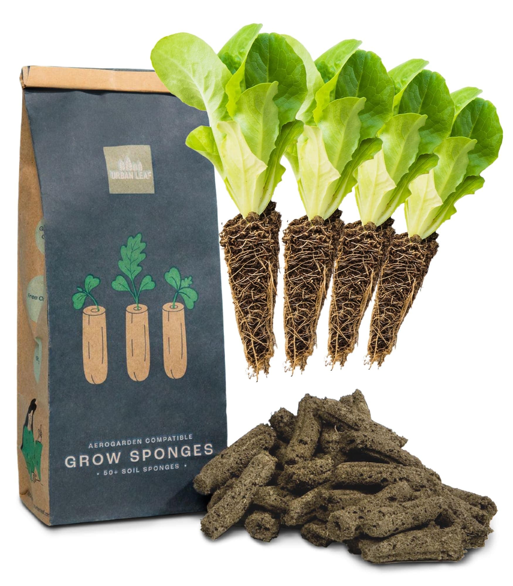 Hydroponics Sponge Grow Sponges [Pack of 50] – Organic, Sustainable, USA-Made AeroGarden Compatible Refill Sponges – 100% Coco Coir Seed Sponges – Garden Sponges with Seed Divots by Urban Leaf