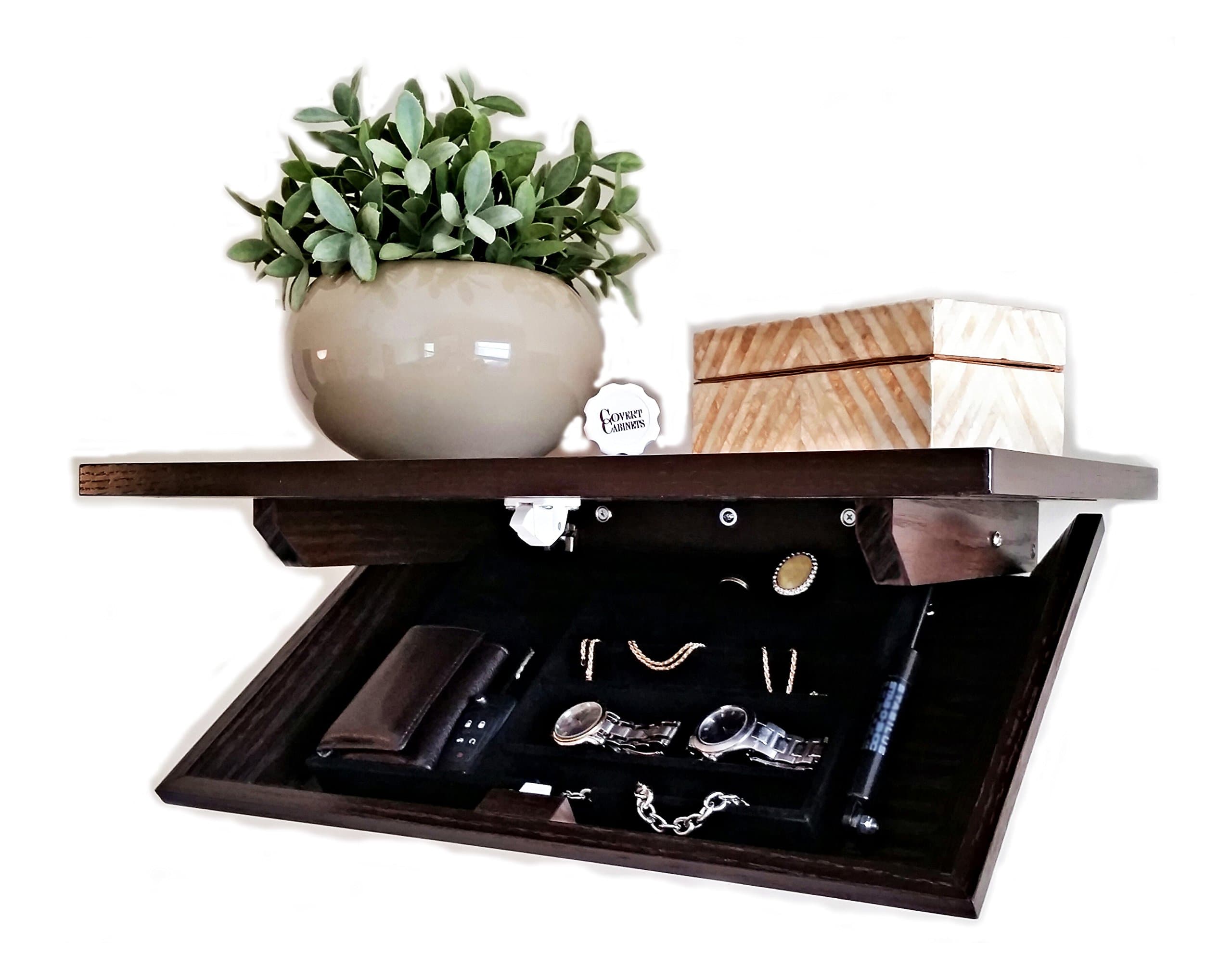 Covert Cabinets (Espresso JB-21 Cove Secret Jewelry Box Organizer Wall Shelf