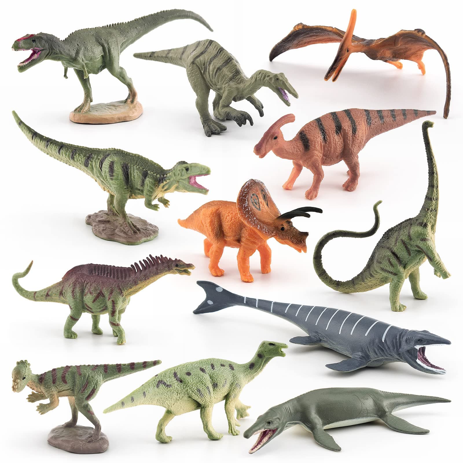 Mini Dinosaur Toy Set - 12PCS Realistic Dinosaur Cupcake Decorations for Boys - 2 Inch Kids Toddlers Birthday Gift