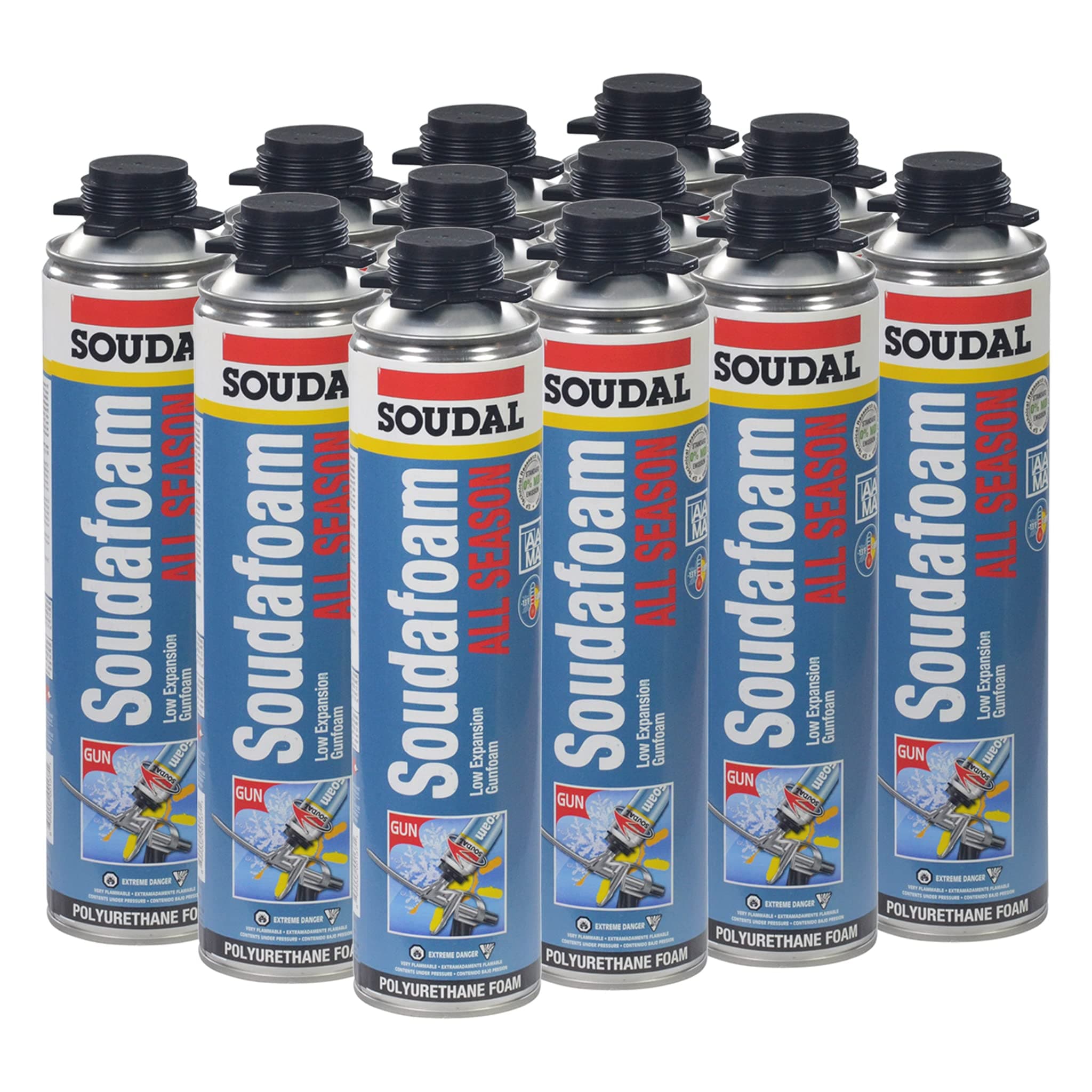 Soudafoam All Season Window and Door Spray Foam, 24oz. One Component, Polyurethane, Expanding Sealant. Case of 12. Insulating Foam Sealant for Windows, Doors, Roofs