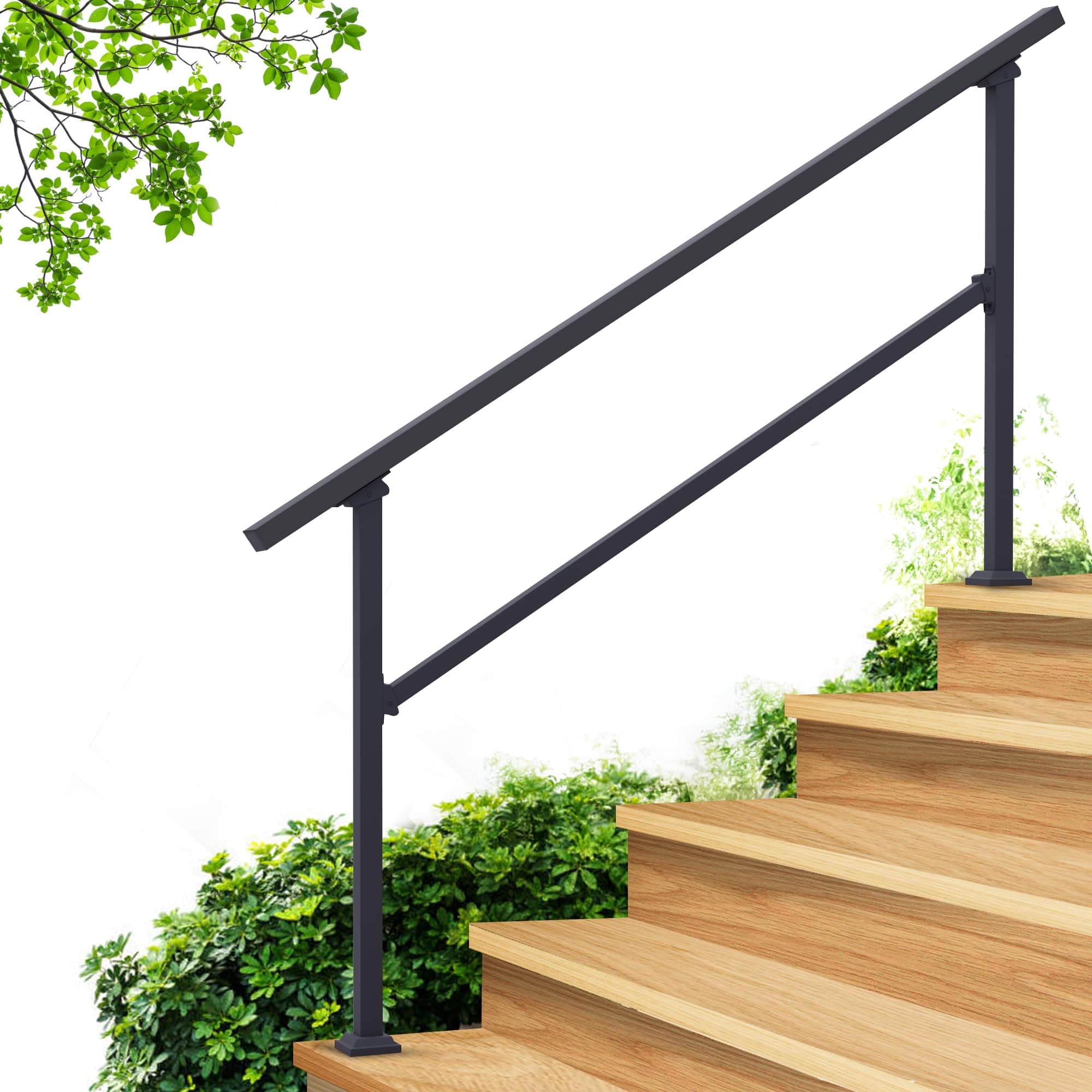 CHR Fence & Rail Handrail for Outdoor Steps, 5 Tier Handrail & Indoor Stair Railing Kit, Handrail for Outdoor Steps, Elderly Handrail for Porch Handrail & Deck Handrail, 4-5 Steps