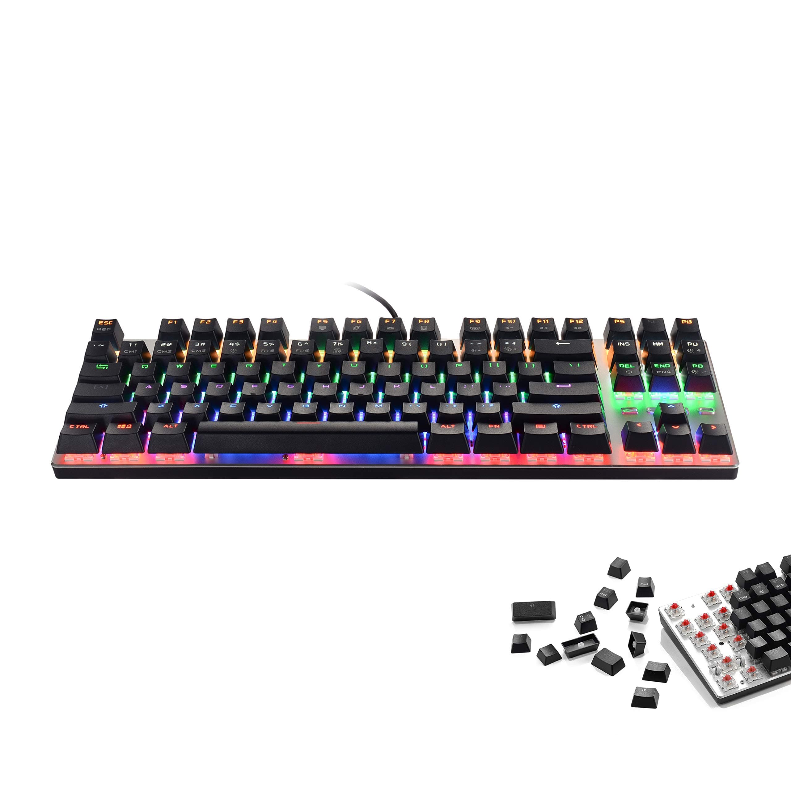 Mechanical Gaming Keyboard,HiveNets 87 Keys Red Switches Anti-Ghosting RGB Breath Backlit for PC Macbook Laptop and More (Black)