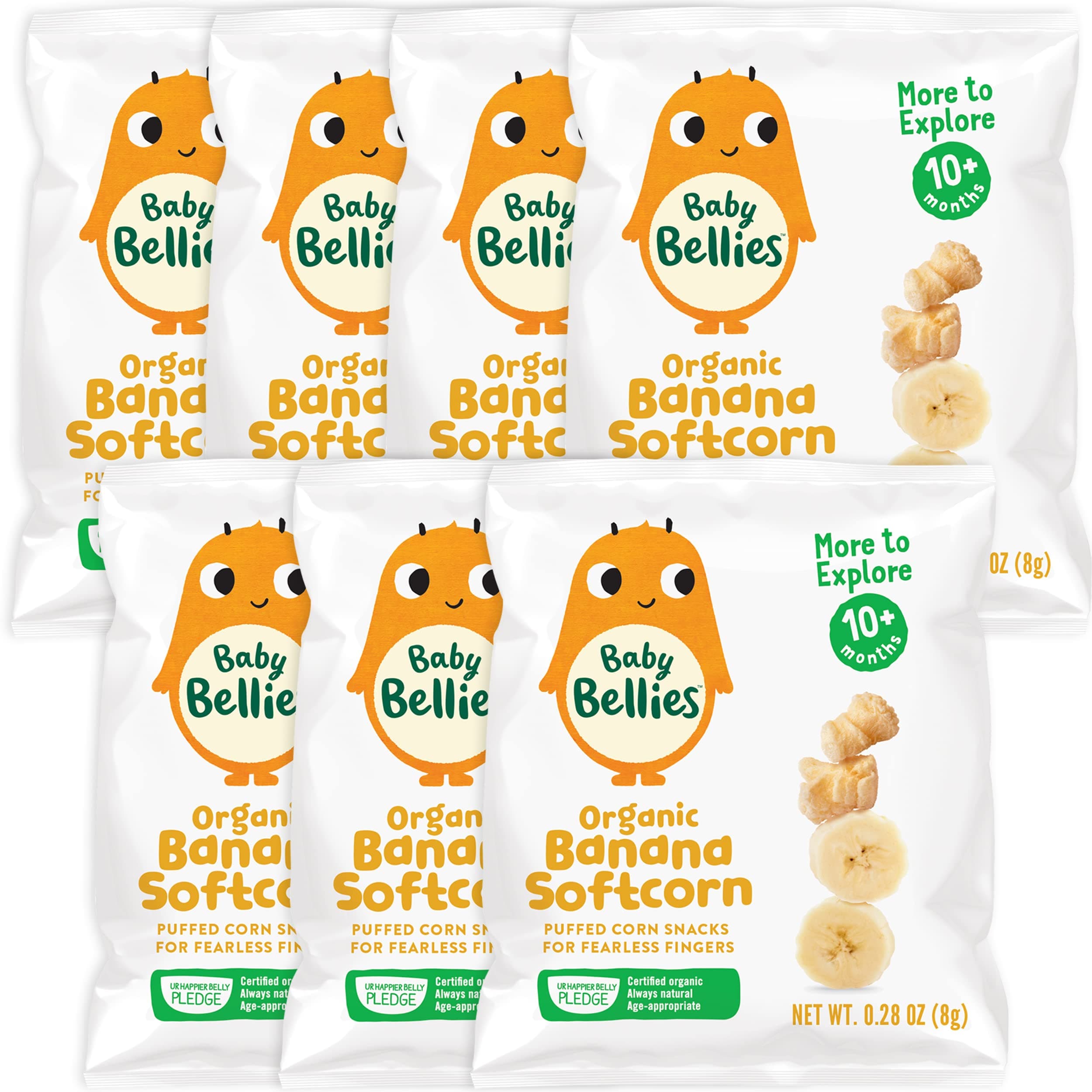 Little Bellies Organic Banana Softcorn Baby Snack (Pack of 7 x 0.28 oz Individual Packs)