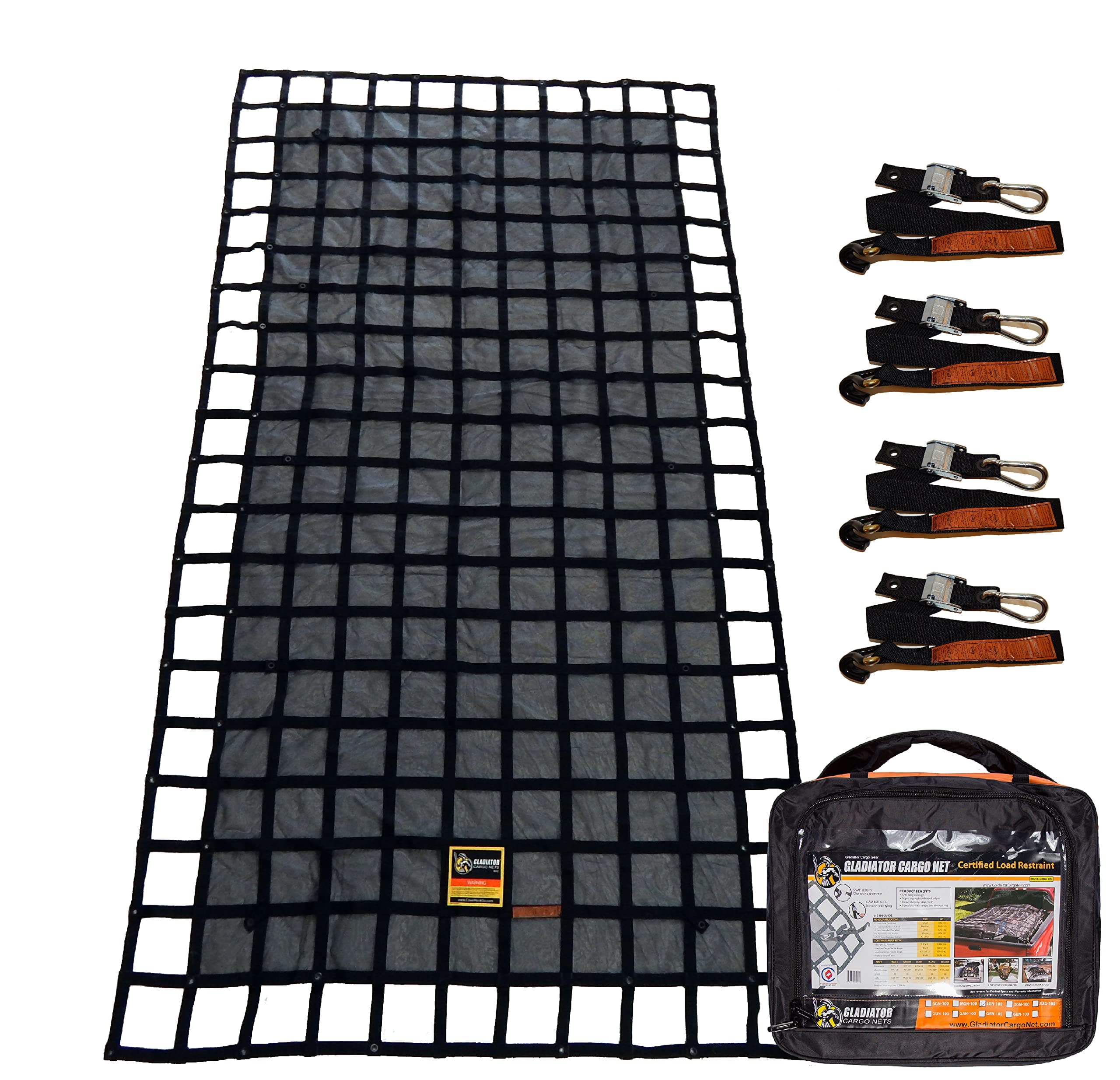 Gladiator Cargo Nets - Heavy Duty Trailer Cargo Net - (MUT-100) - 7.3' x 13.3' (for 6x12 ft Trailers)