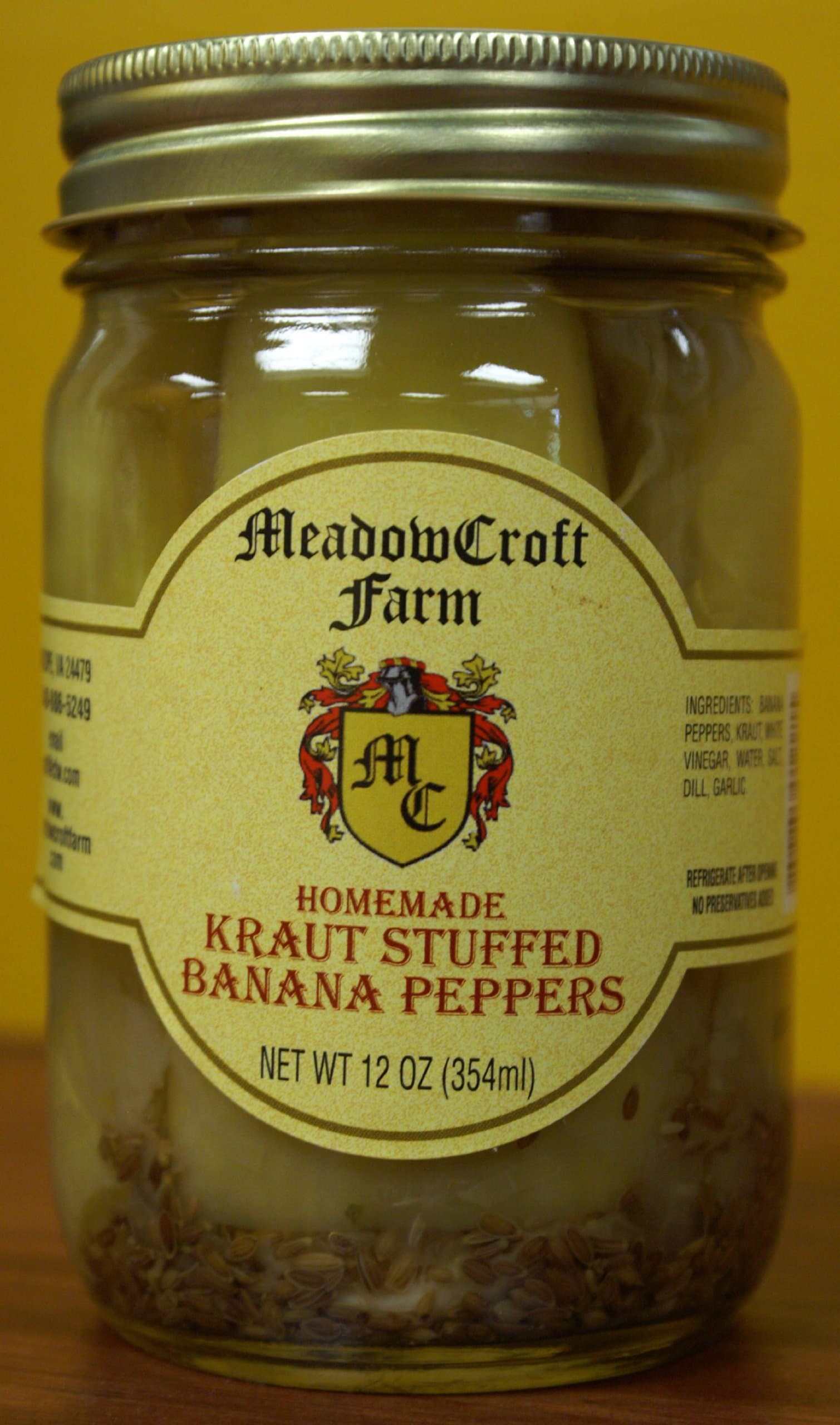 Sauerkraut Bavarian Banana Peppers - MeadowCroft Kraut Stuffed Banana Peppers-2 PACK- All Natural Banana Peppers Stuffed with Sauerkraut