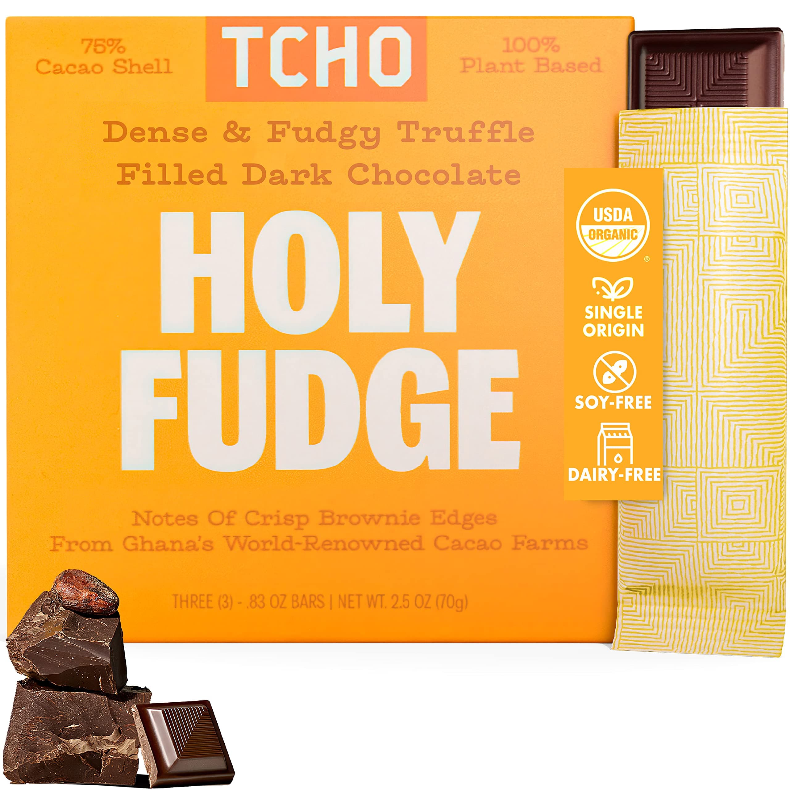 Tcho, Organic Holy Fudge Filled Dark Chocolate, 2.47 Ounce
