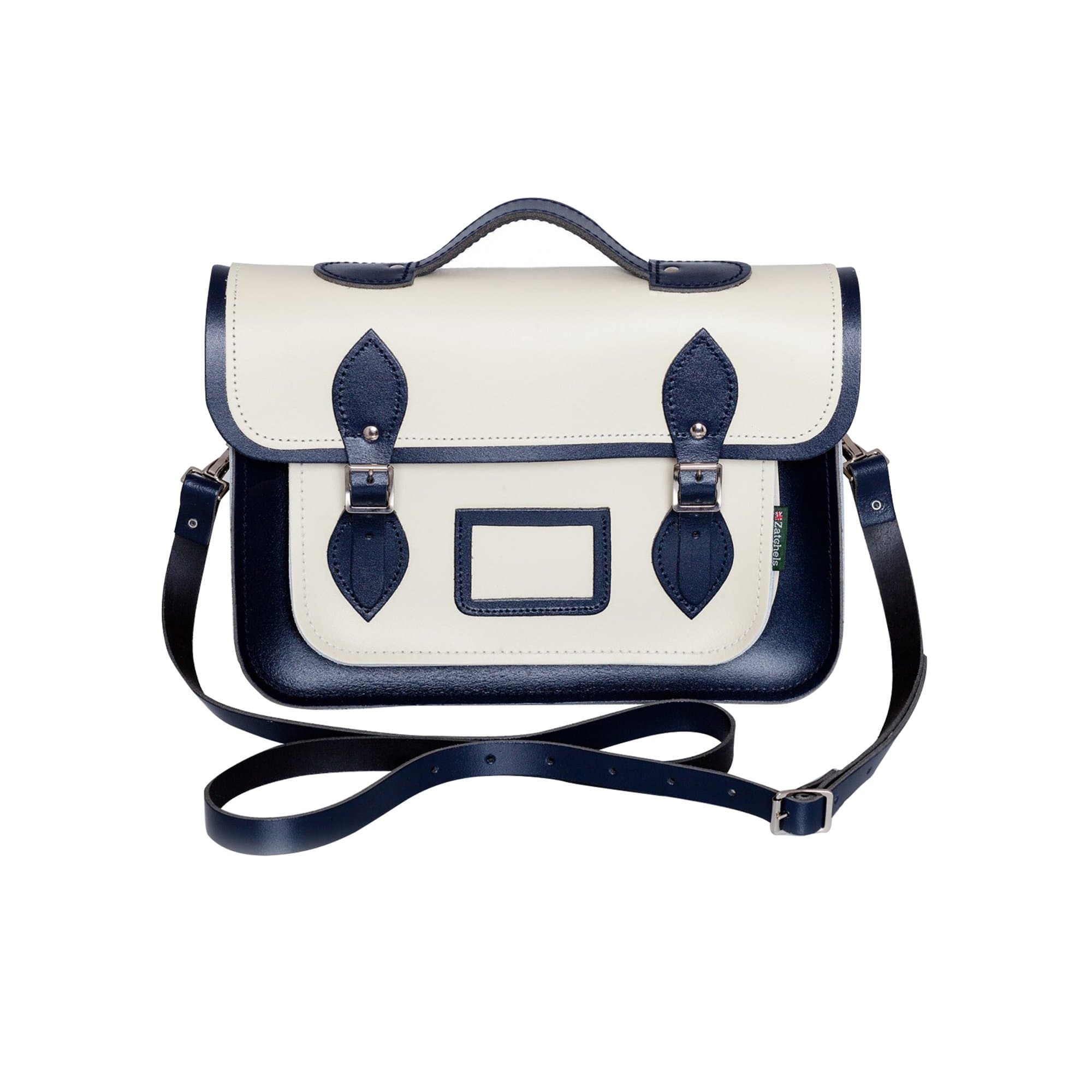 Zatchels Handcrafted Two Tone Leather Mag Dots Top Handle Satchel (British Made)