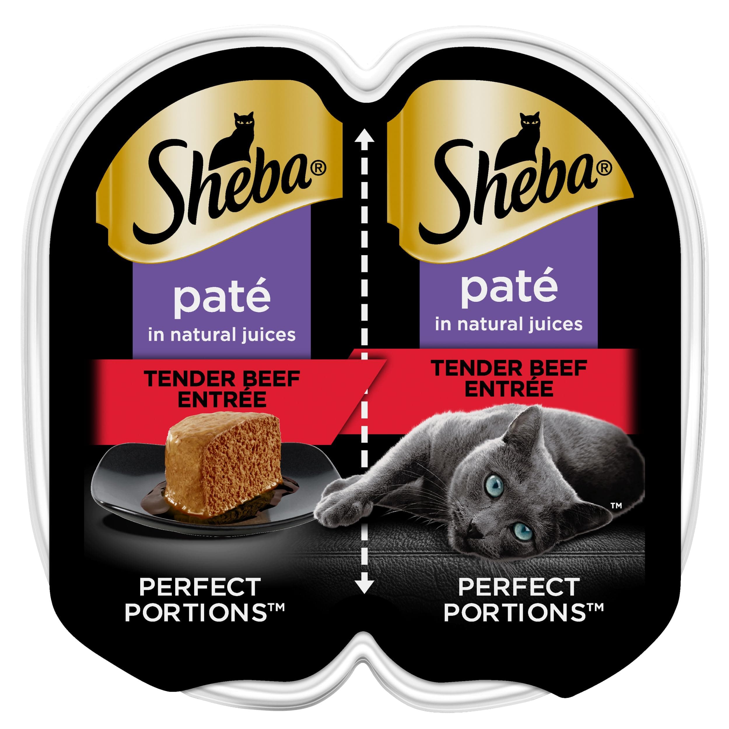 Perfect Portions Wet Cat Food Pate Tender Beef Entree, 2.6 oz. Twin-Pack Tray