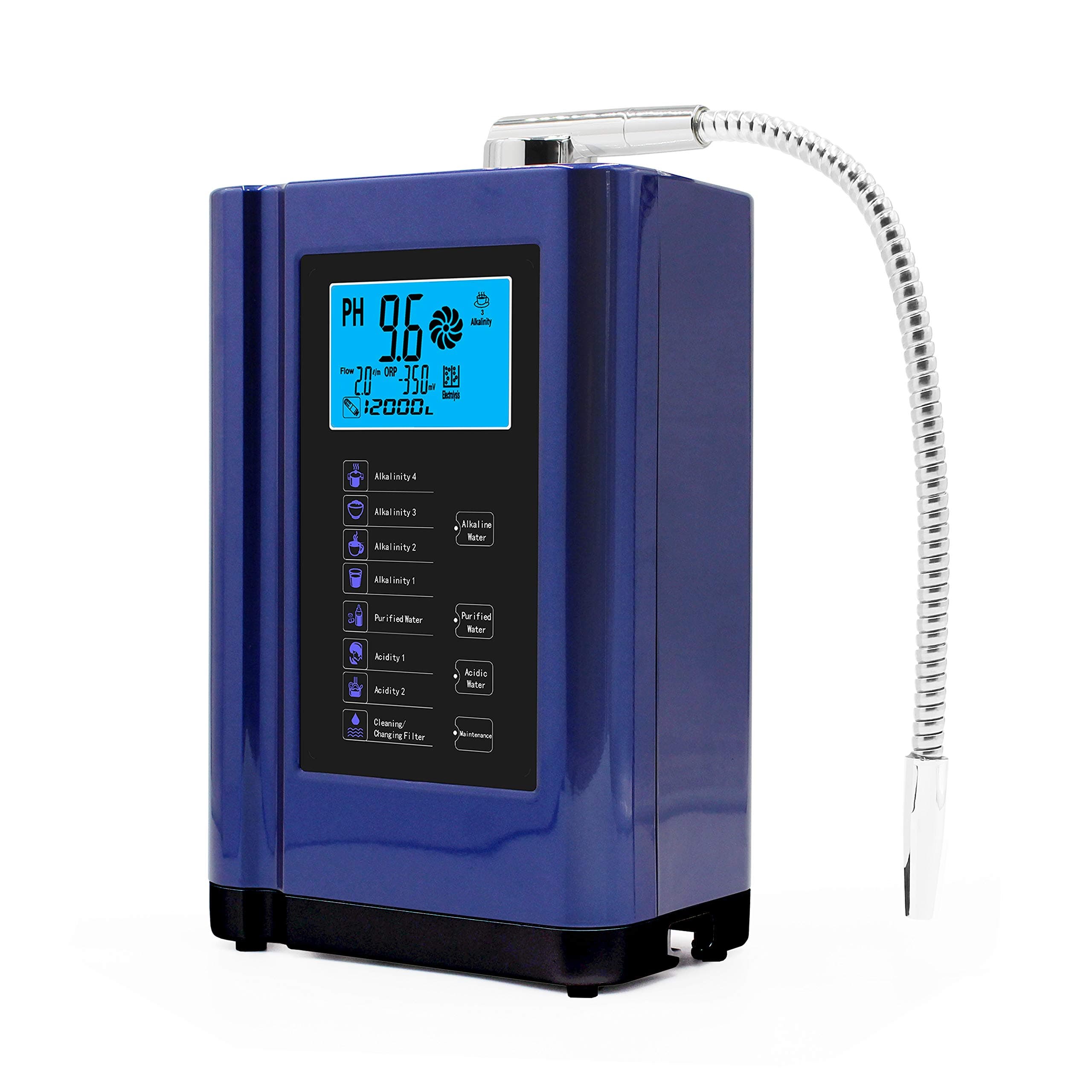 Water Ionizer, Water Purifier Machine PH 3.5-10.5 Alkaline Acid Water Machine,Up to -500mV ORP, 6000 Liters Per Filter,7 Water Settings,Auto-Cleaning,Intelligent Voice(Blue Color)