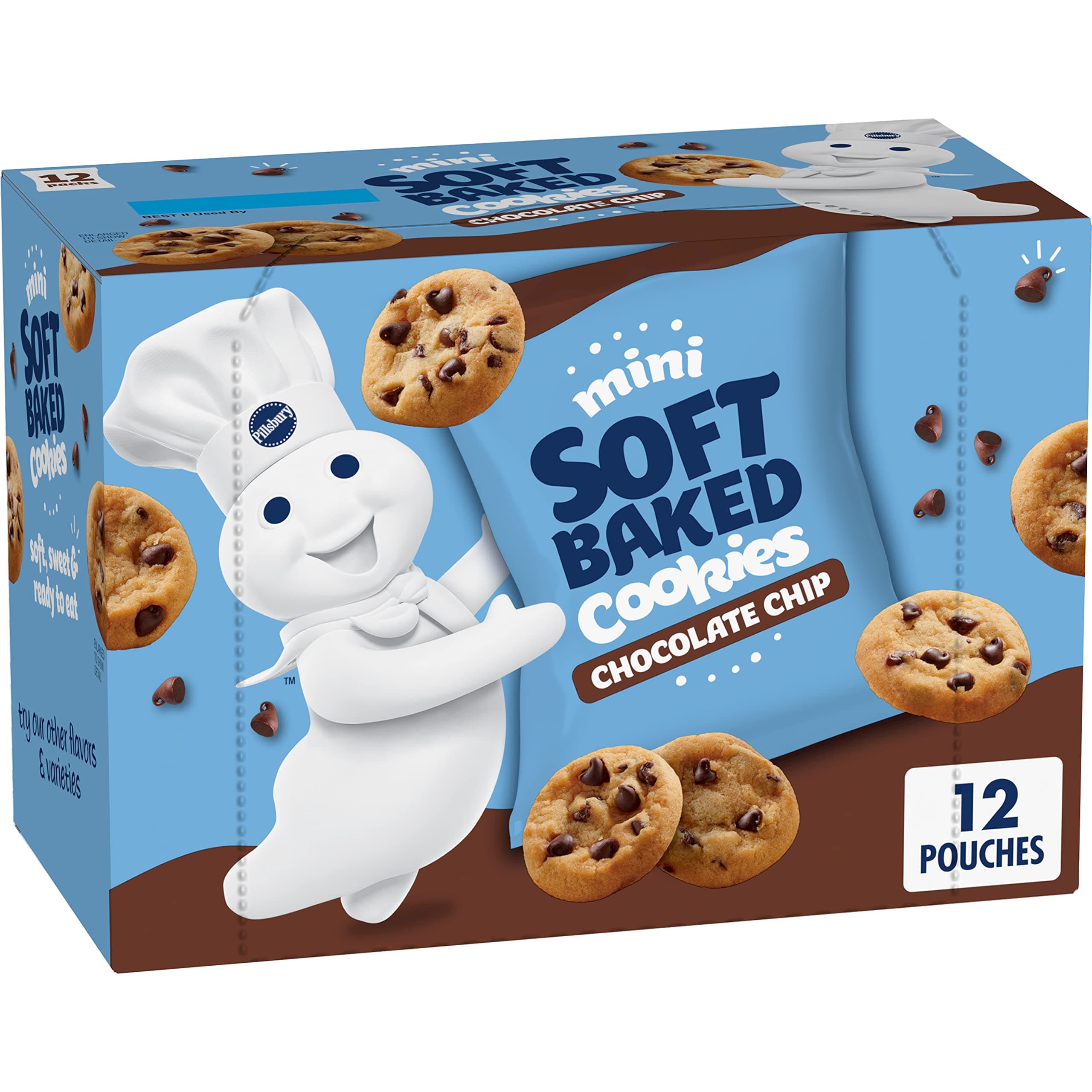 Mini Soft Baked Cookies, Chocolate Chip, Snack Bags, 12 ct