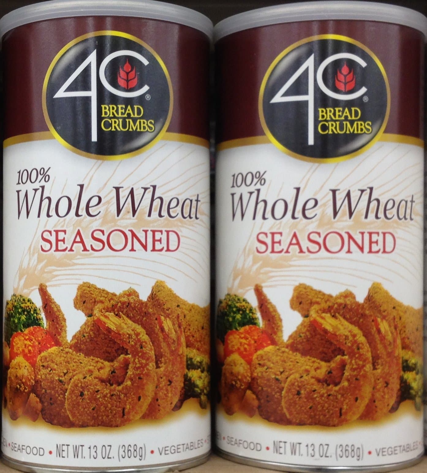 4C Premium Bread Crumbs, Whole Wheat Seasoned with Pecorino Romano Cheese, Flavorful Crispy Crunchy, Value Pack (Whole Wheat Seasoned, 13 Ounce (Pack of 4))