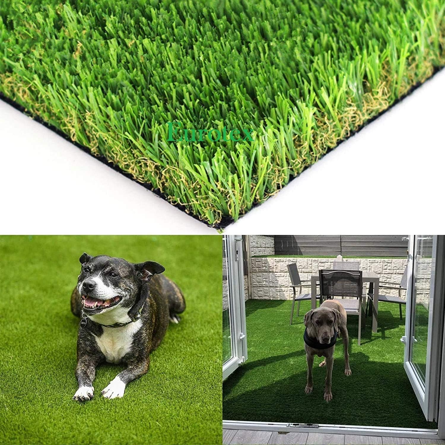 Eurotex 35 MM High Density Artificial Grass Carpet Mat for Balcony, Lawn, Door (2.5 x 5 Feet, Natural Green)