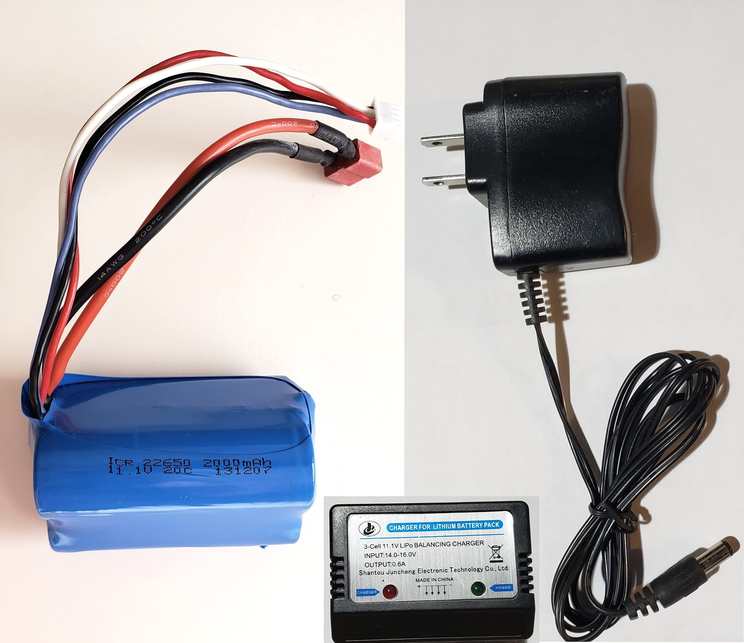 Haktoys 11.1V 2000mAh Li-ion Battery, Balance Charger, and AC Wall Adapter Kit (3-Piece Set) Replacement Part HAK787 X-Large RC Helicopter and Other Compatible Products