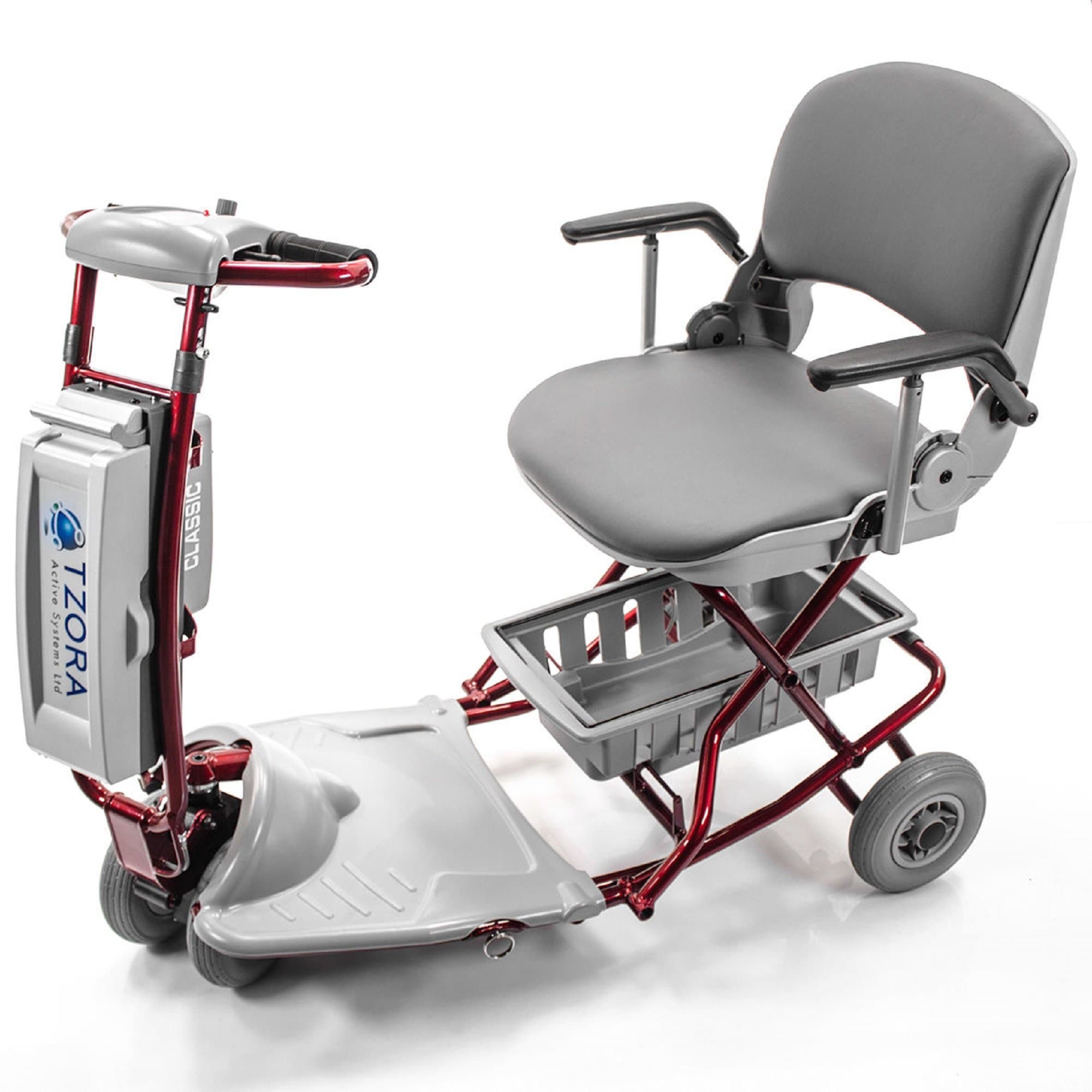 Tzora - Classic Lexis Light - Folding Lightweight Travel Scooter - 4-Wheel - Red