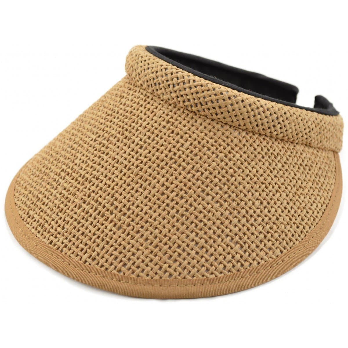 Ladies & Mens Unisex Wider Brim Straw Push on Sun Visor