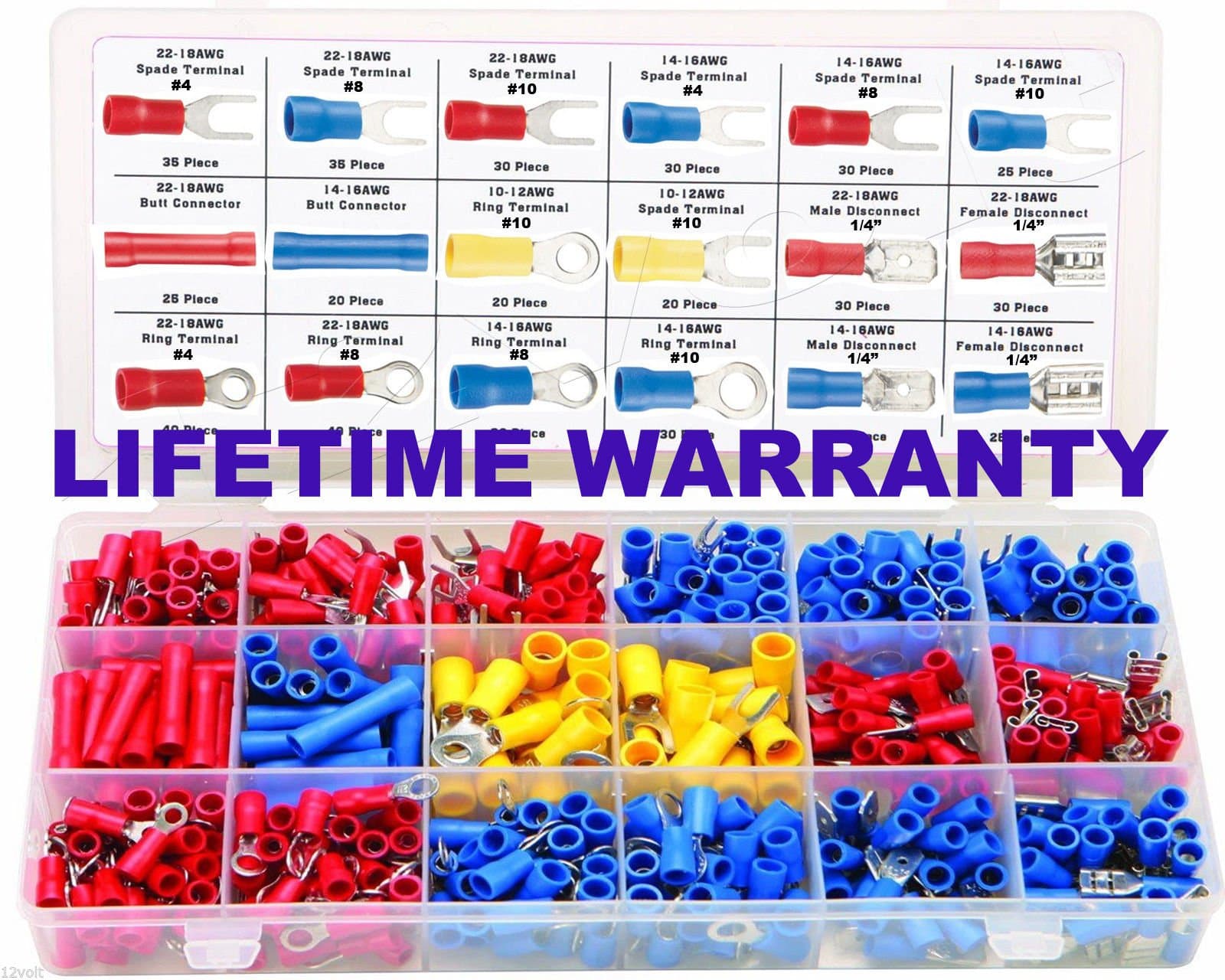 520 pc ASSORTED WIRE CONNECTORS TERMINALS KIT - ELECTRICAL WIRING SPLICE 22-10