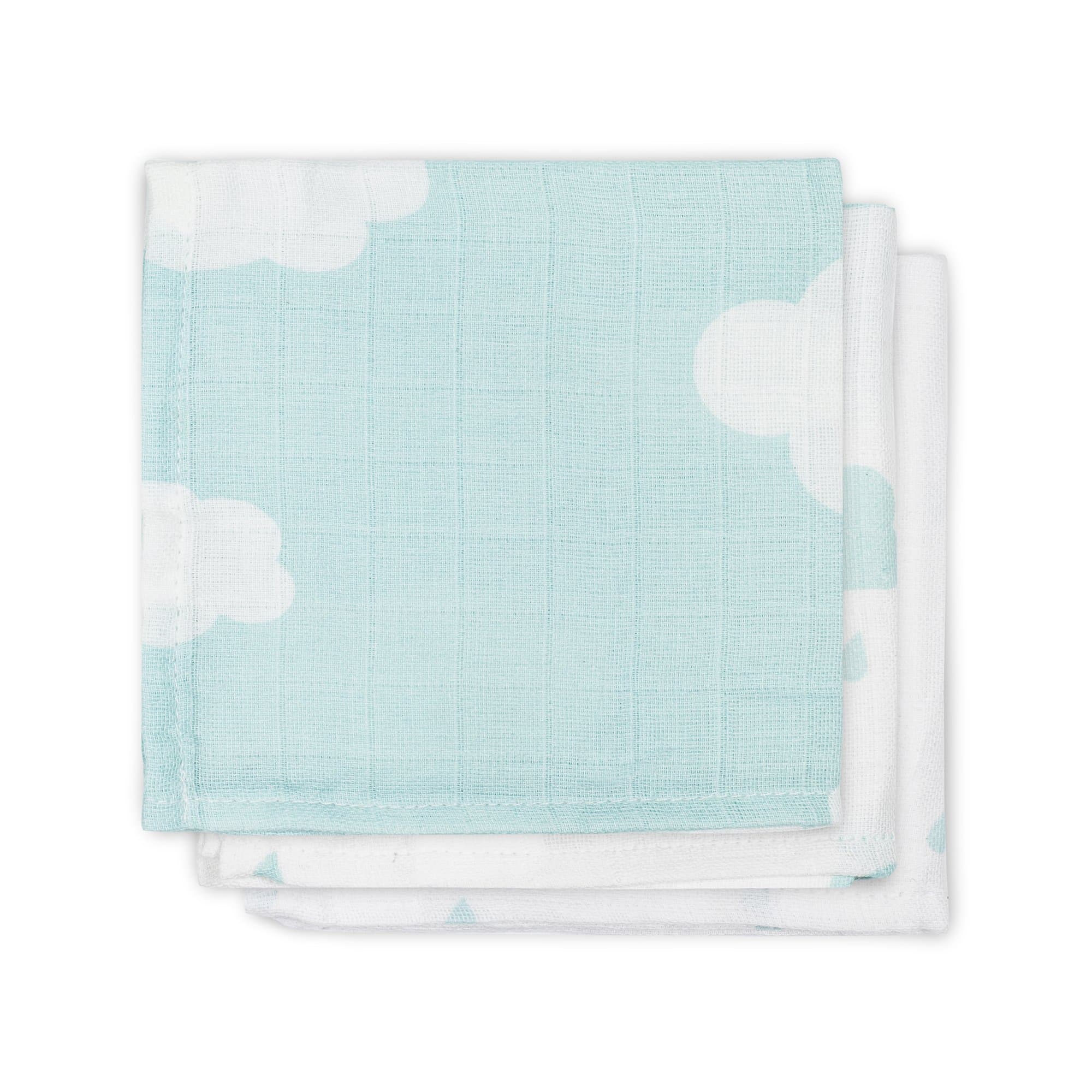 Jollein 537-848-65055 Napkins with Clouds Motif, 3 Pack, Blue/Jade