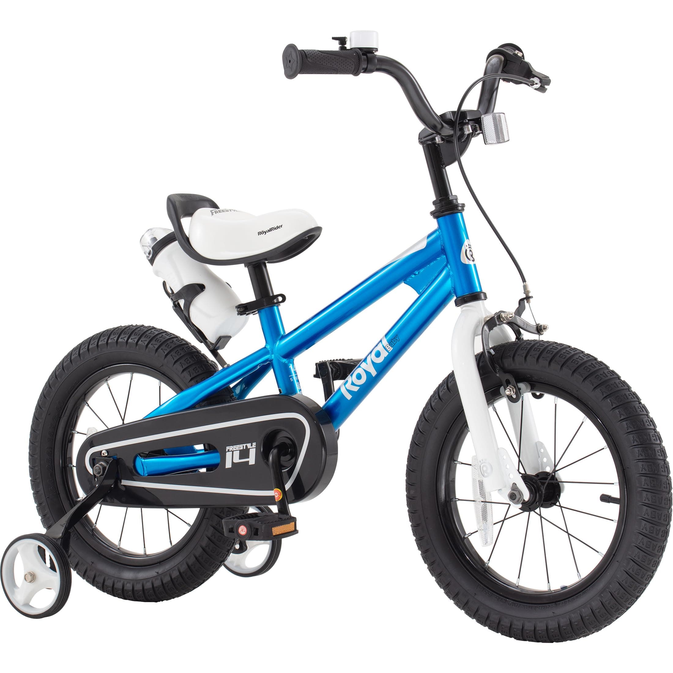 (14 Inch, Blue) - RoyalBaby BMX Freestyle Kids Bike, Boy's Bikes and Girl's Bikes with training wheels, 30cm , 36cm , 41cm , 46cm , Gifts for children