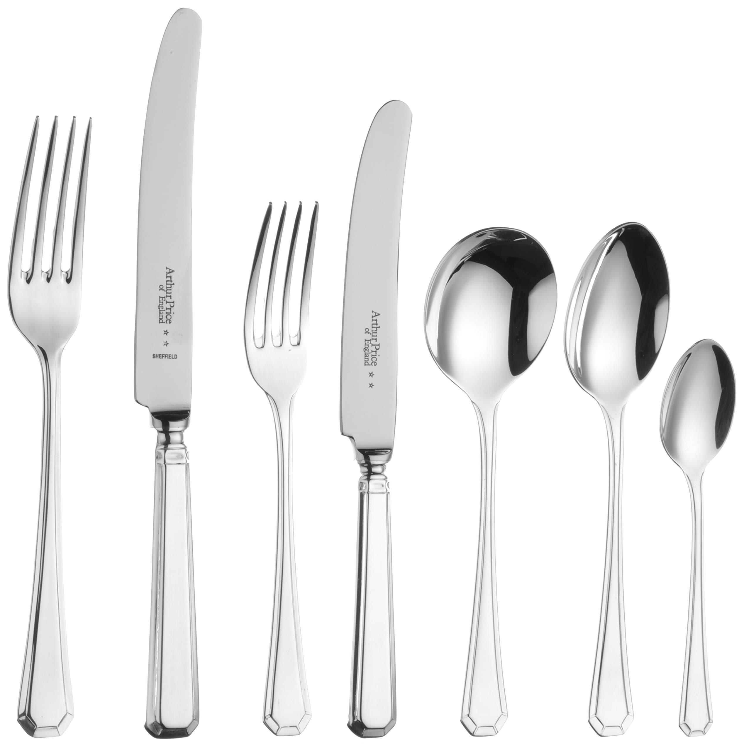 Arthur Price of England 25-Year Silver Plated 60 Piece Grecian Cutlery Set for 8 People in a Premium Wooden Canteen