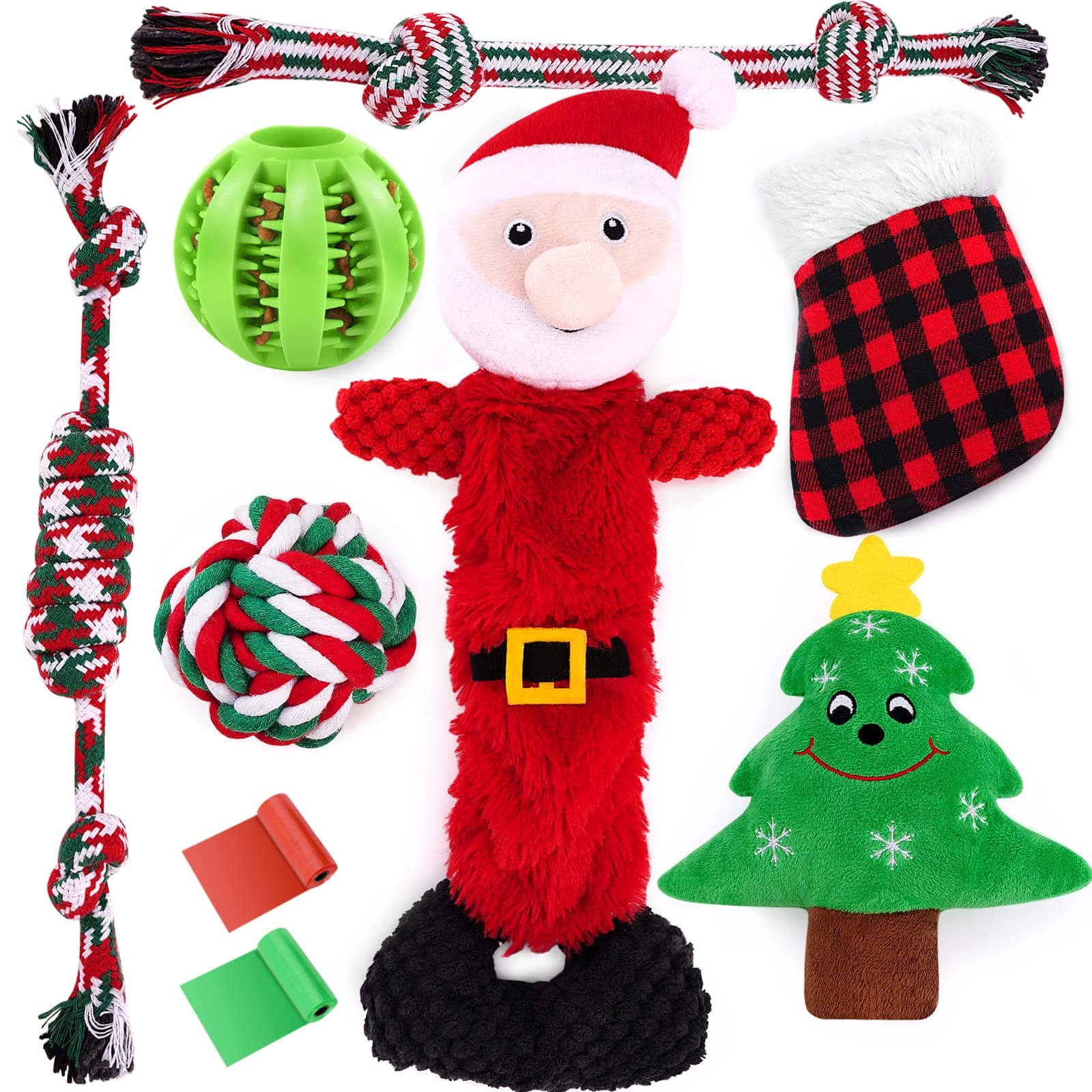 LOYEE 8 Pack Puppy Toys, Squeaky Plush Dog Toys for Small Dogs, Cute Puppy Teething Chew Toy, Indestructible IQ Treat Ball and Safe Ropes Toys