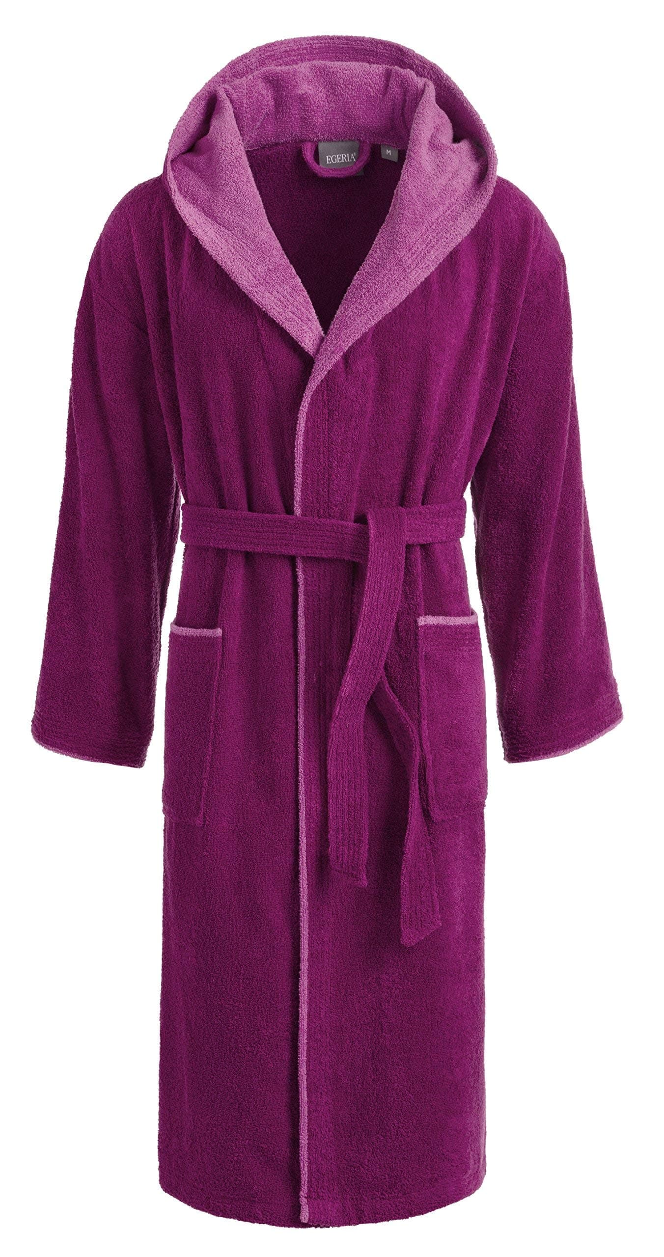Egeria Cairo unisex bathrobe with hood for men and women, Cotton, 728/733 Vivid Pink/Rosa, Medium