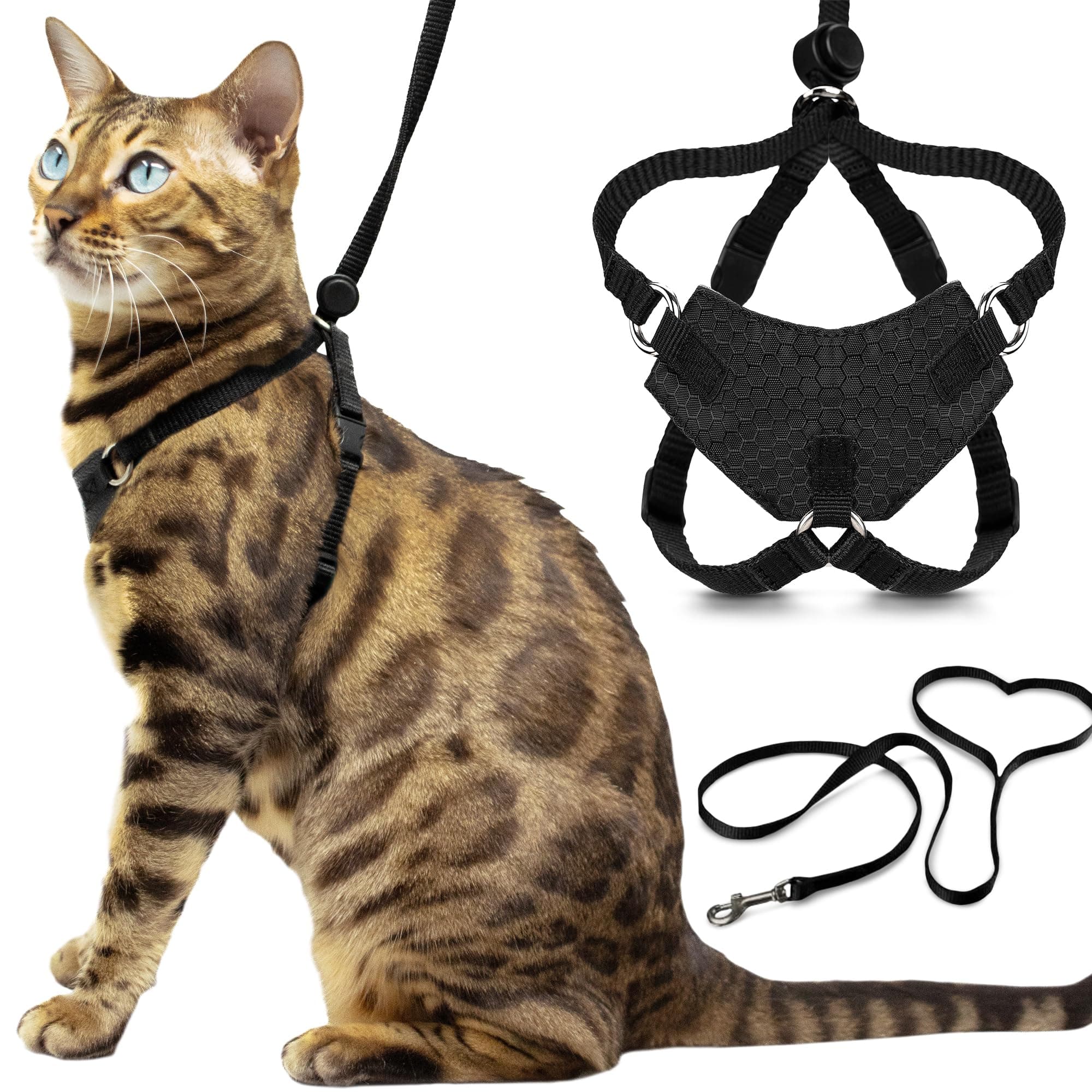 Cat Harness and Leash - Escape Proof, Choke Free, Lightweight OutdoorBengal - Vest + Lead for Walking Cats (M)
