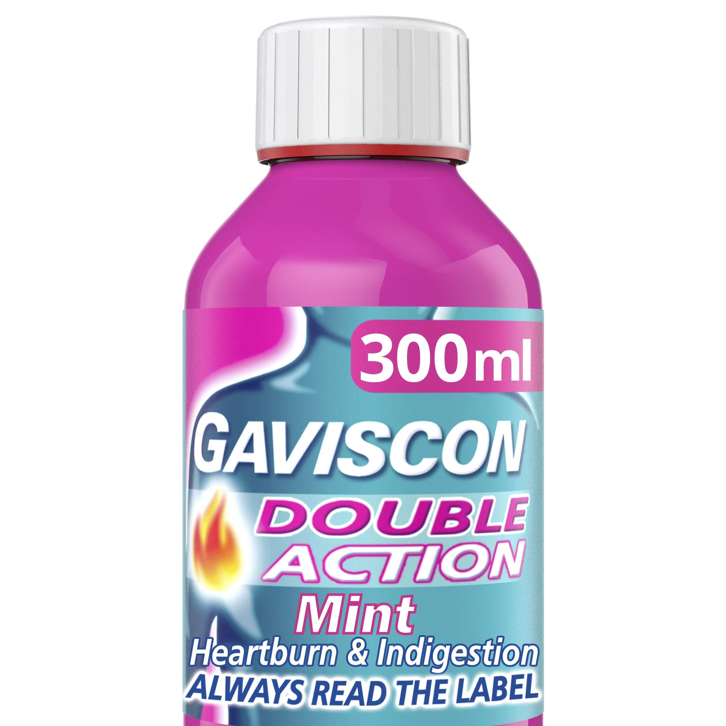 Gaviscon Heartburn and Indigestion Liquid, Double Action, Mint Flavour, 300 ml