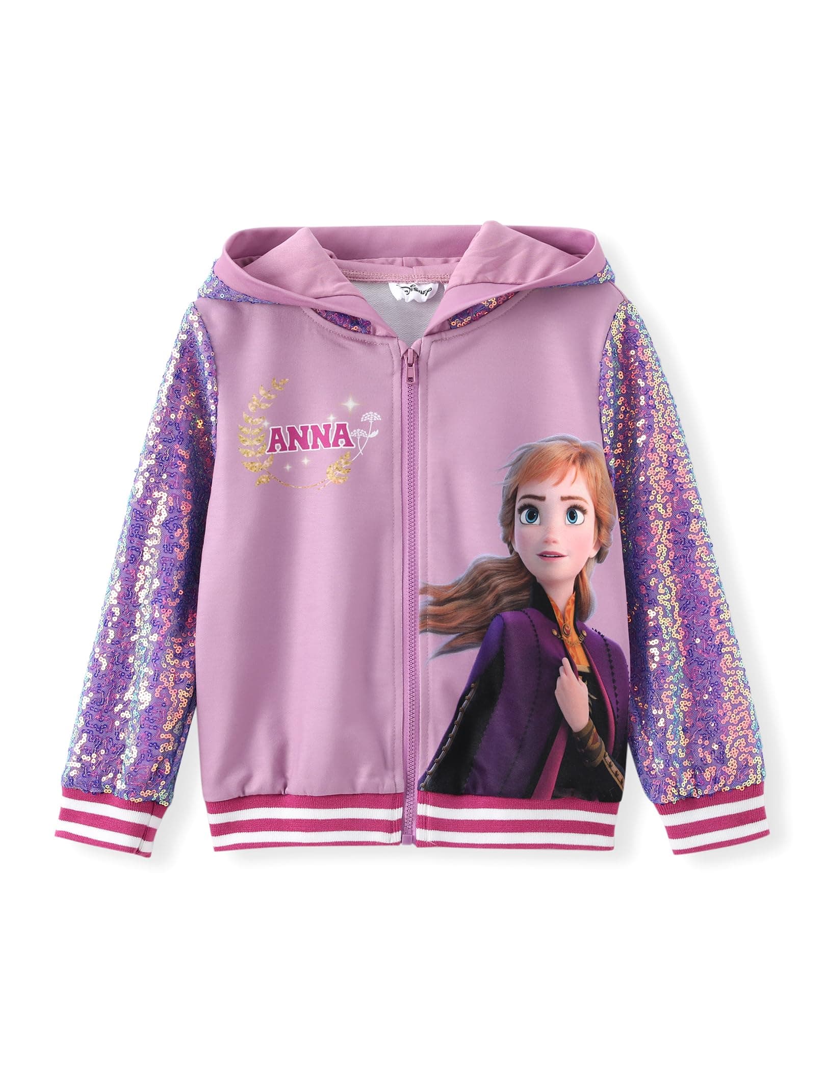 Disney Frozen Elsa Stitch Minnie Mouse Toddler Girl Jacket Sequin Zipper Hoodie Sweatshirt Coat Birthday Clothes 3-13 Years
