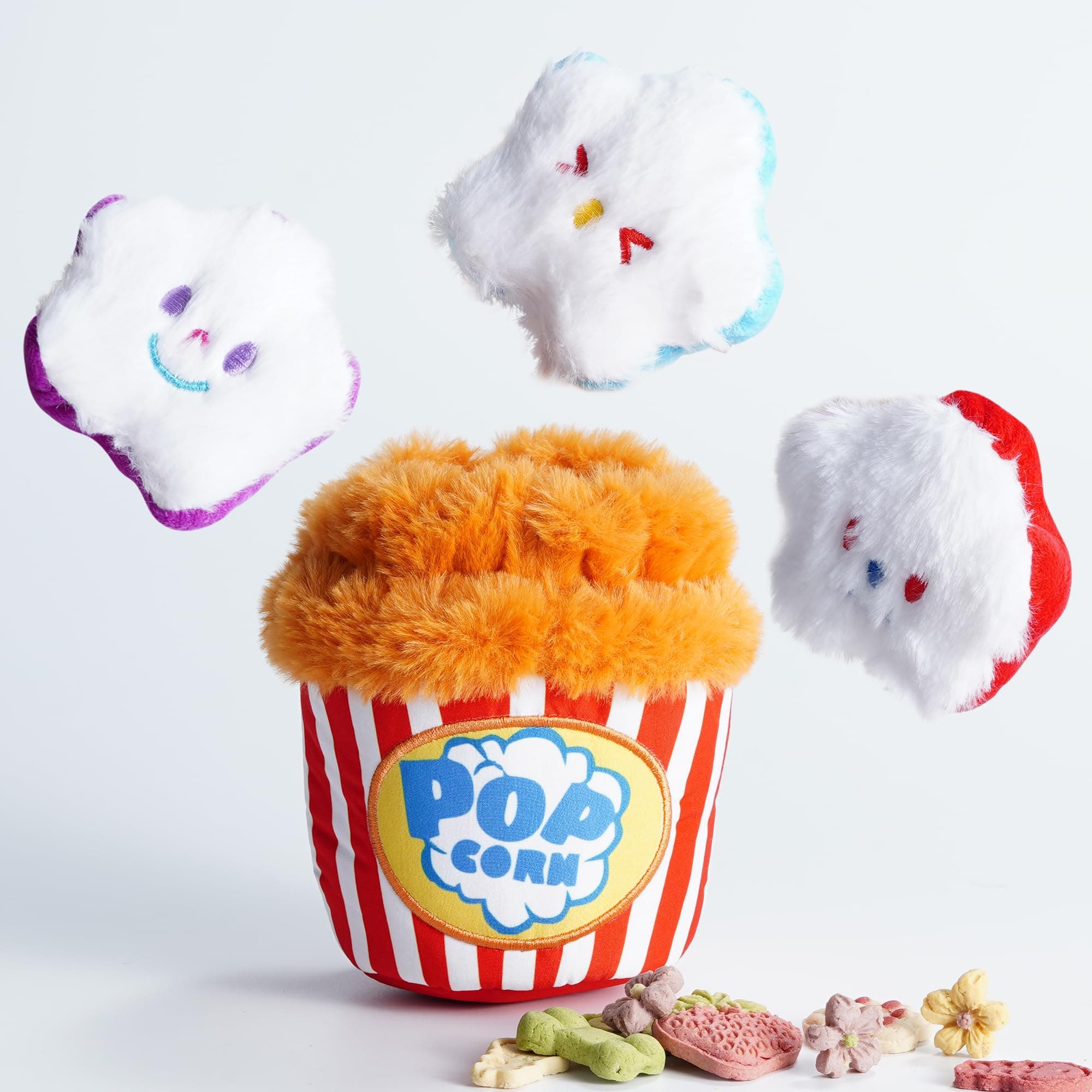 Nocciola Popcorn Squeaky & Plush Dog Toys | Hide & Seek, Interactive, Crinkle Toys for Small & Medium Dogs