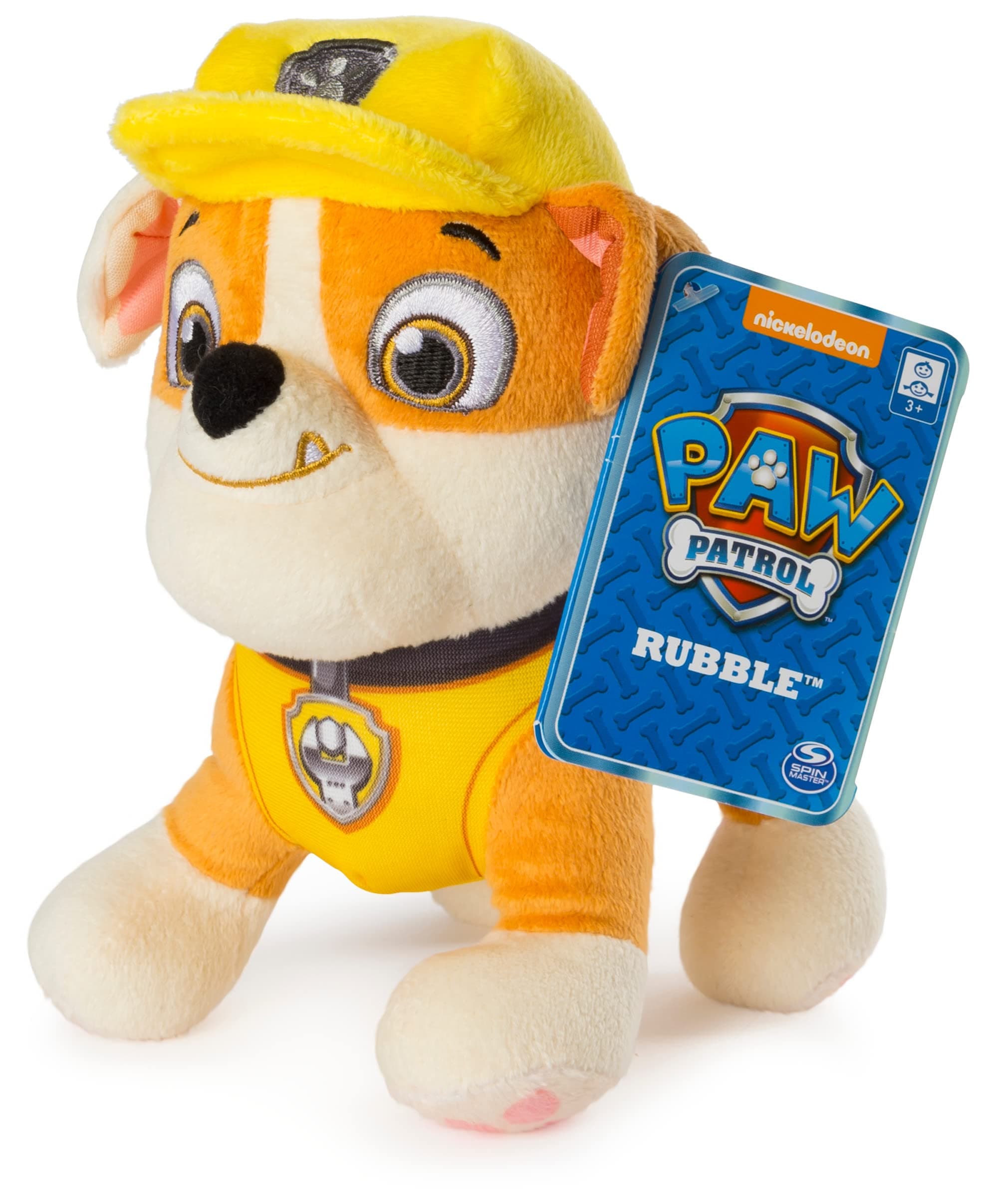 Paw Patrol – 8” Rubble Plush Toy, Standing Plush with Stitched Detailing, for Ages 3 and up