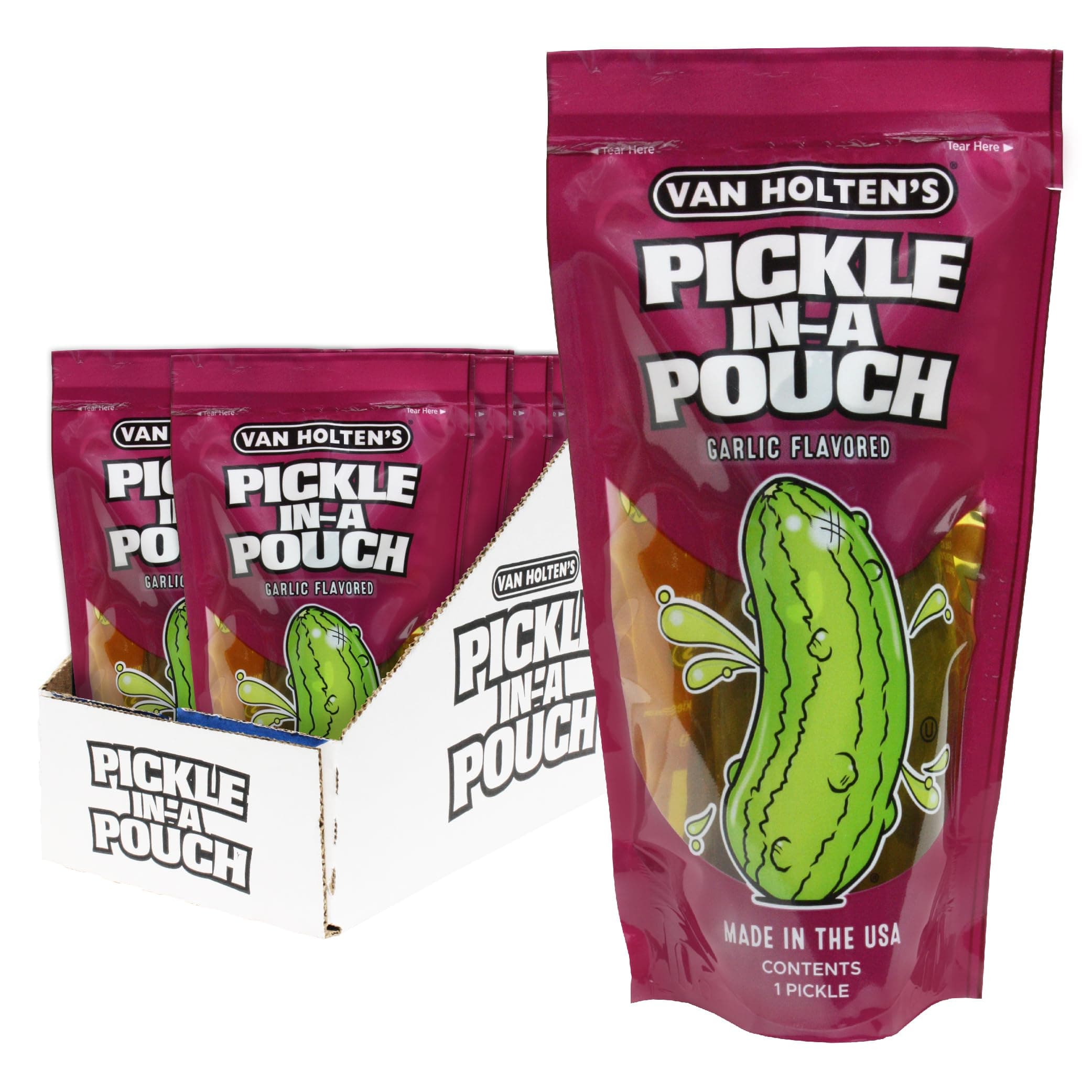 Jumbo Kosher Garlic Pickle-In-A-Pouch - 12 Pack