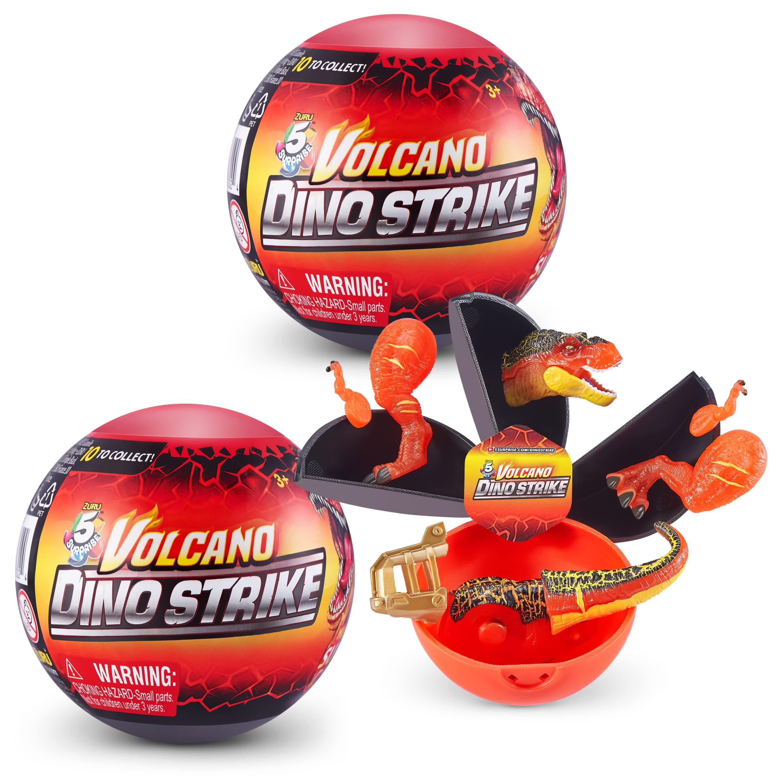 Dino Strike Series 4 Volcano, Surprise Dinosaur Mystery Collectible Capsule Toy, Dinosaur Battle Toy (2 Pack)