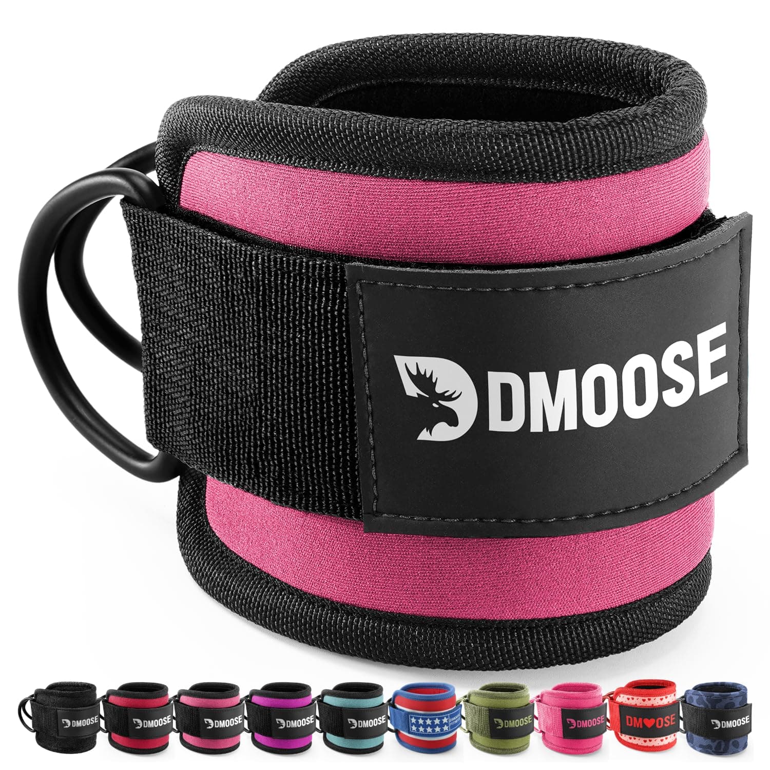DMoose Ankle Strap for Cable Machine - One Size Fit with Premium Padding, Workout Kickback Ankle Cuffs, Ankle Bands for Working Out, Booty Workouts, Leg Extension, Hip Abductors & Lower Body Exercises