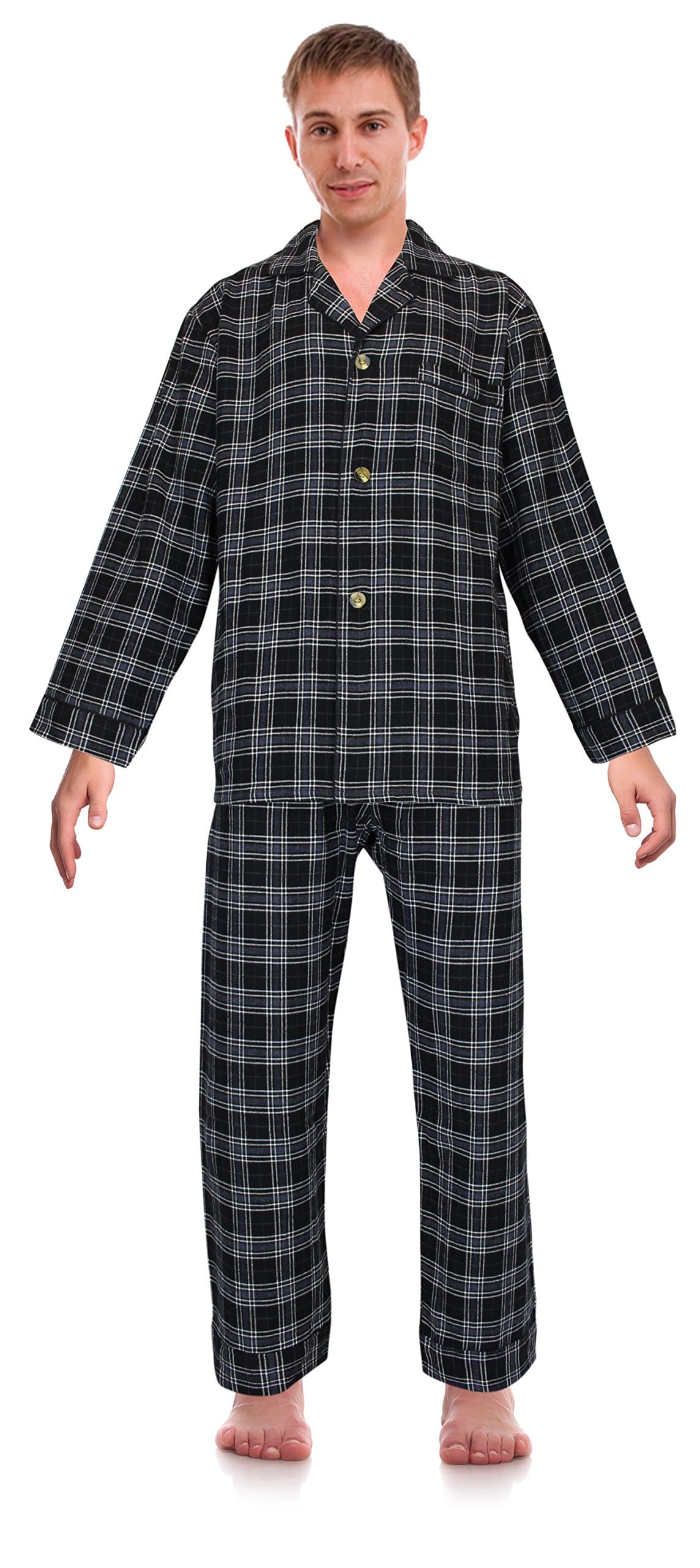 RK Classical Sleepwear Men’s 100% Cotton Flannel Pajama Set,