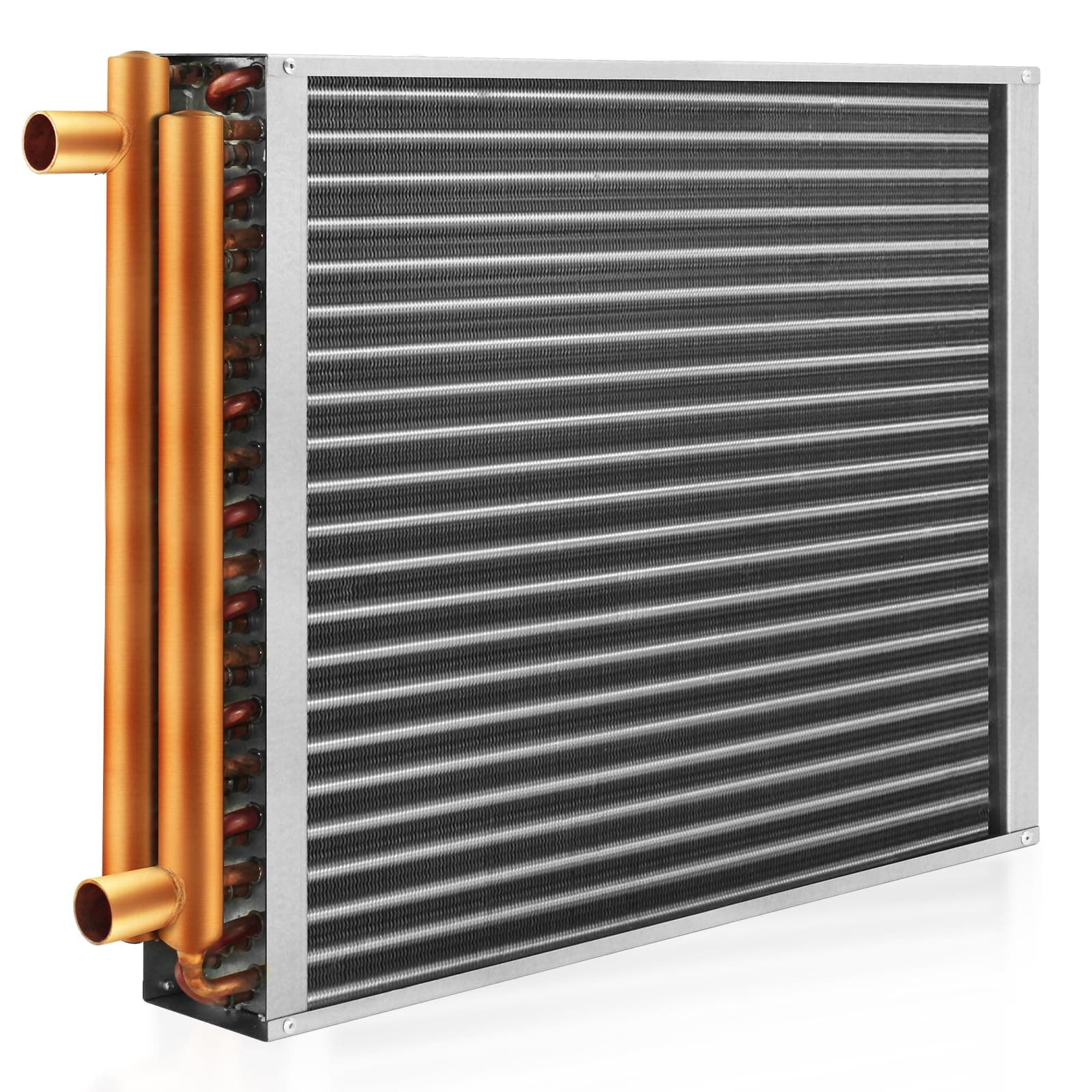 AB Water to Air Heat Exchanger 12x12 with 1" Copper Ports for Outdoor Wood Furnaces, Residential Heating and Cooling, and Forced Air Heating