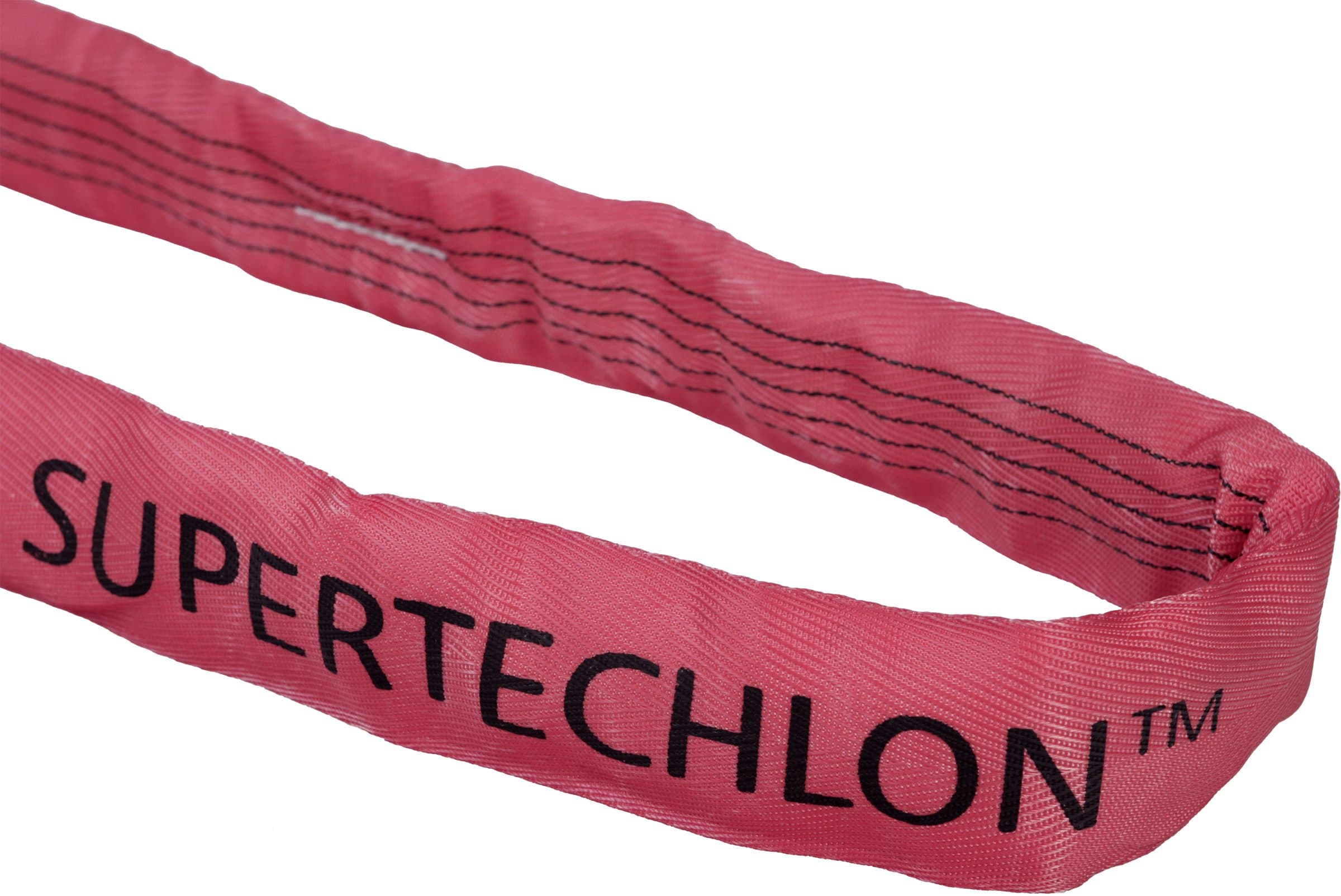 Mazzella Supertechlon Polyester Round Sling, Endless, Red, 8' Length, 2 11/16" Width, 15000 lbs Vertical Load Capacity