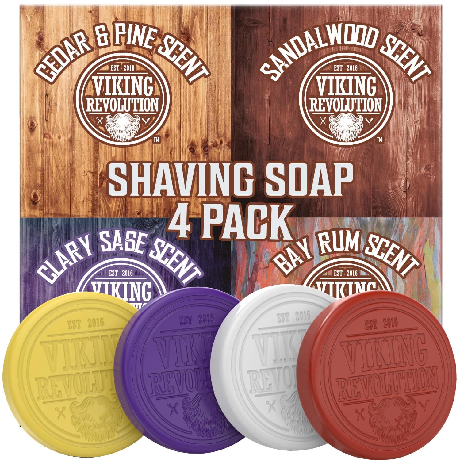 Shaving Soap for Men - Shave Soap for Use with Shaving Brush and Bowl for Smoothest Wet Shave, Shaving Soap Puck - 4 Pack Variety, Each Pack 2.5oz