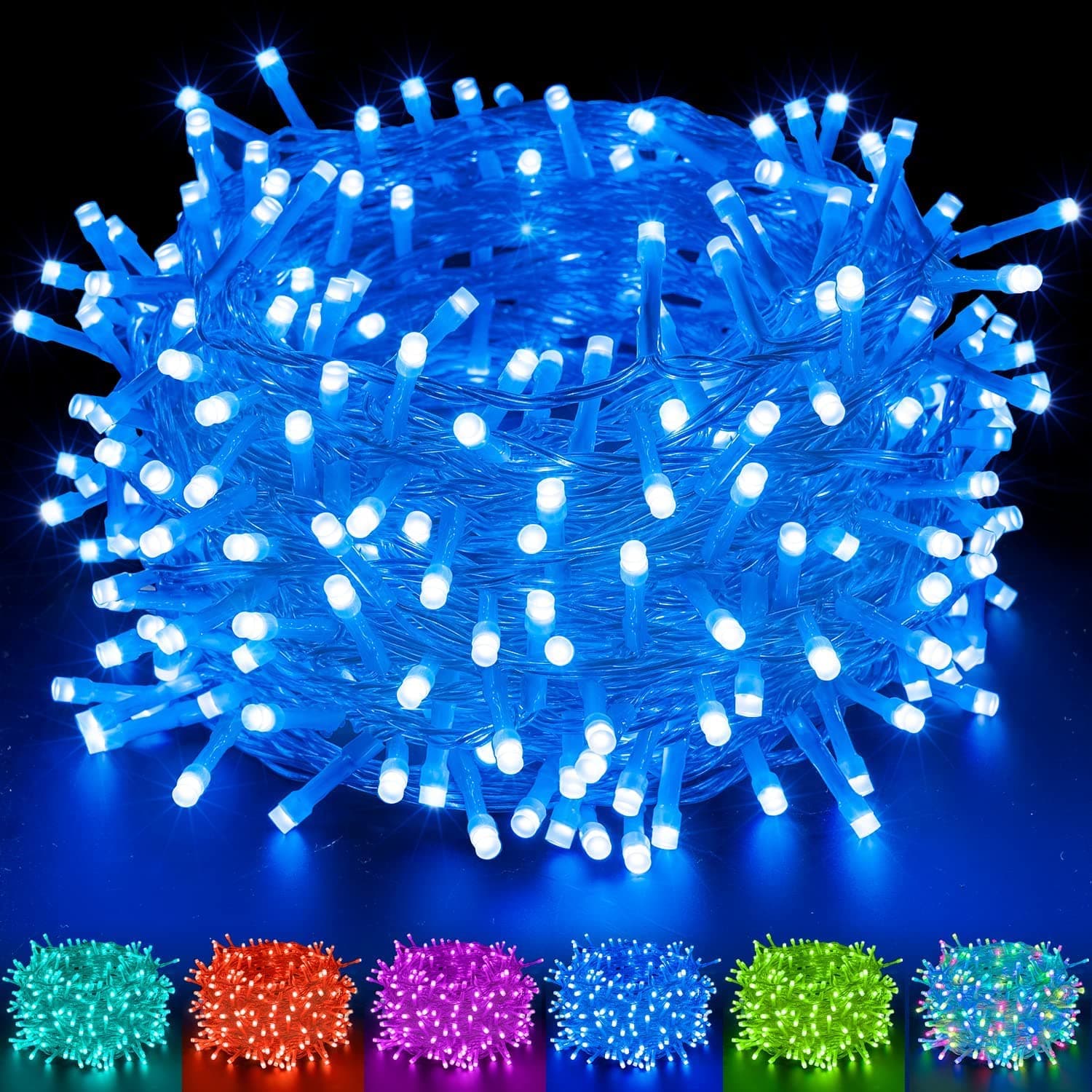 Ollny Christmas Lights, String Lights 20m 200 LED Plug in,16 Multi Colour Changing 4 Modes Fairy Lights Mains Powered with Remote & Timer for Bedroom Indoor Outdoor Party Garden Decorations (200 LED)