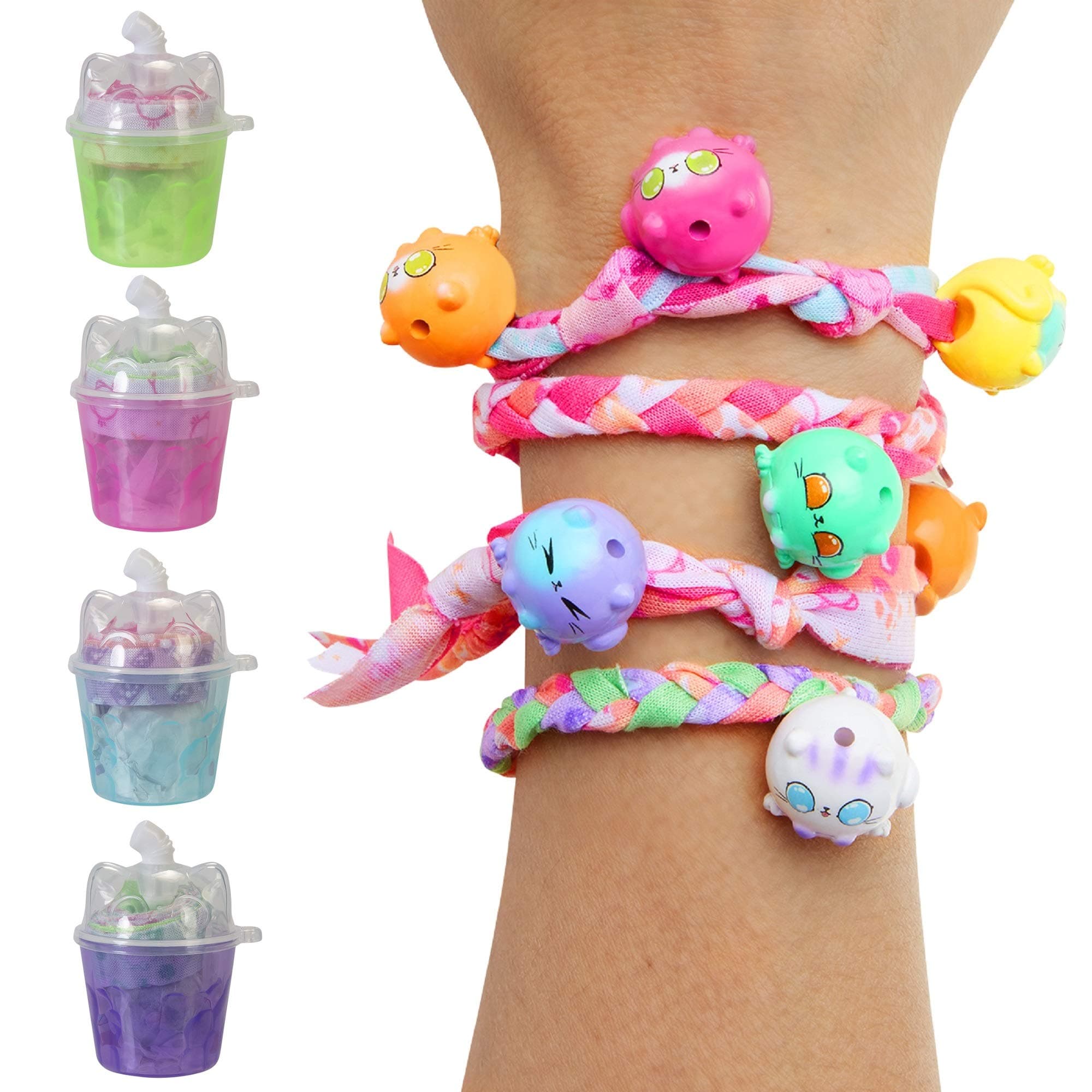 Kitten Catfé Meowble Yarn Ball Bracelet 4 Pack, Cat Ball Charms & Clasps Hidden in a Boba Cup to Create Your Own Friendship Bracelets with Charms! 24 to Collect in Series #2
