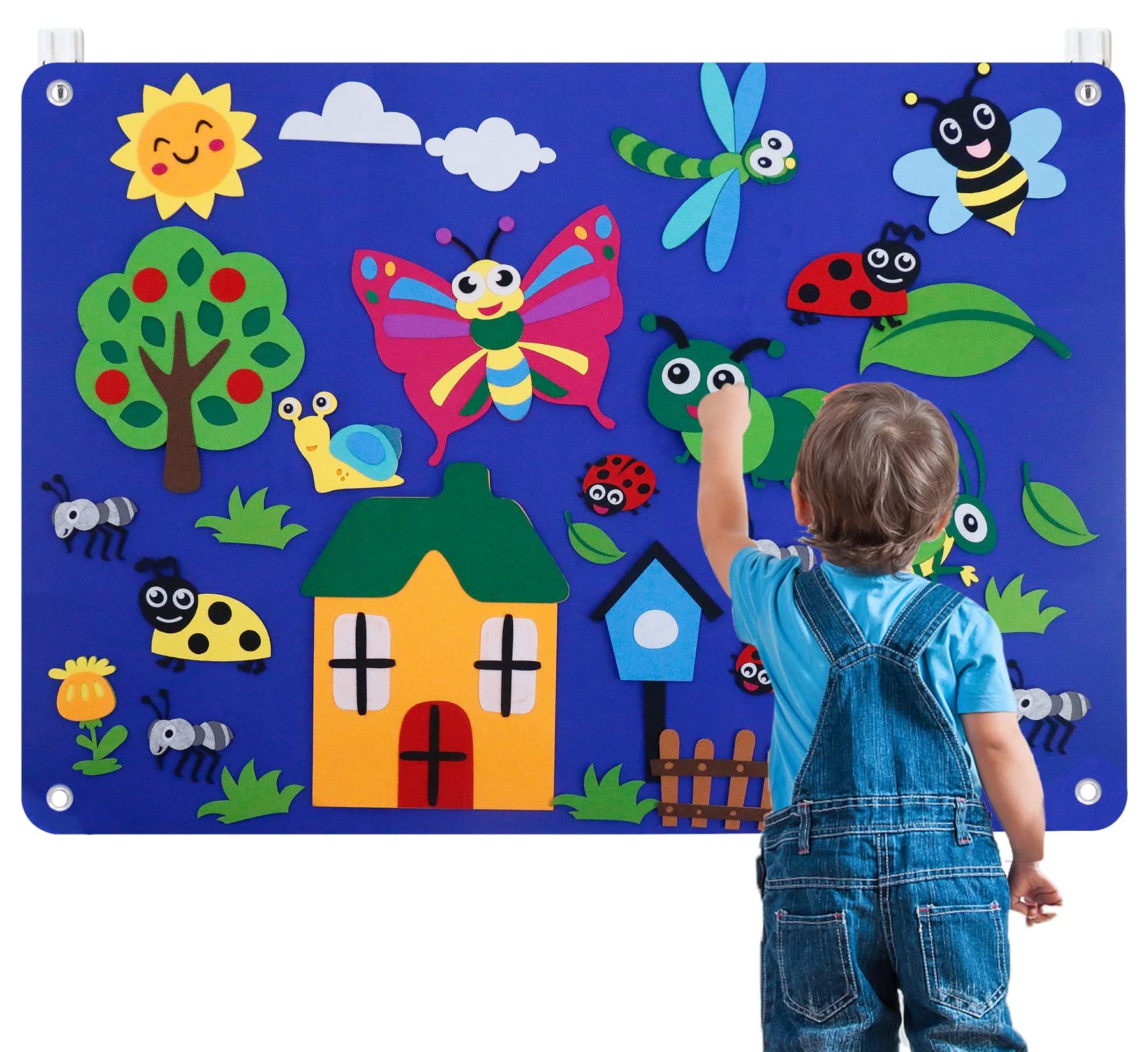 Flannel Felt-Board Stoy Set for Toddlers Preschool with Animals Caterpillar Figures Great as Kids Crafts Activities Kits Birthday Gift Giant Wall-Hanging
