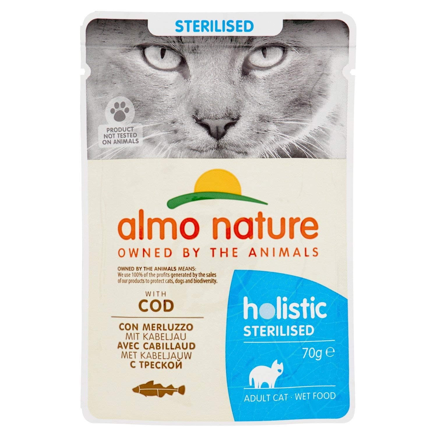 Almo Nature Complete Wet Food for Cats Sterilised with Cod, 70 g