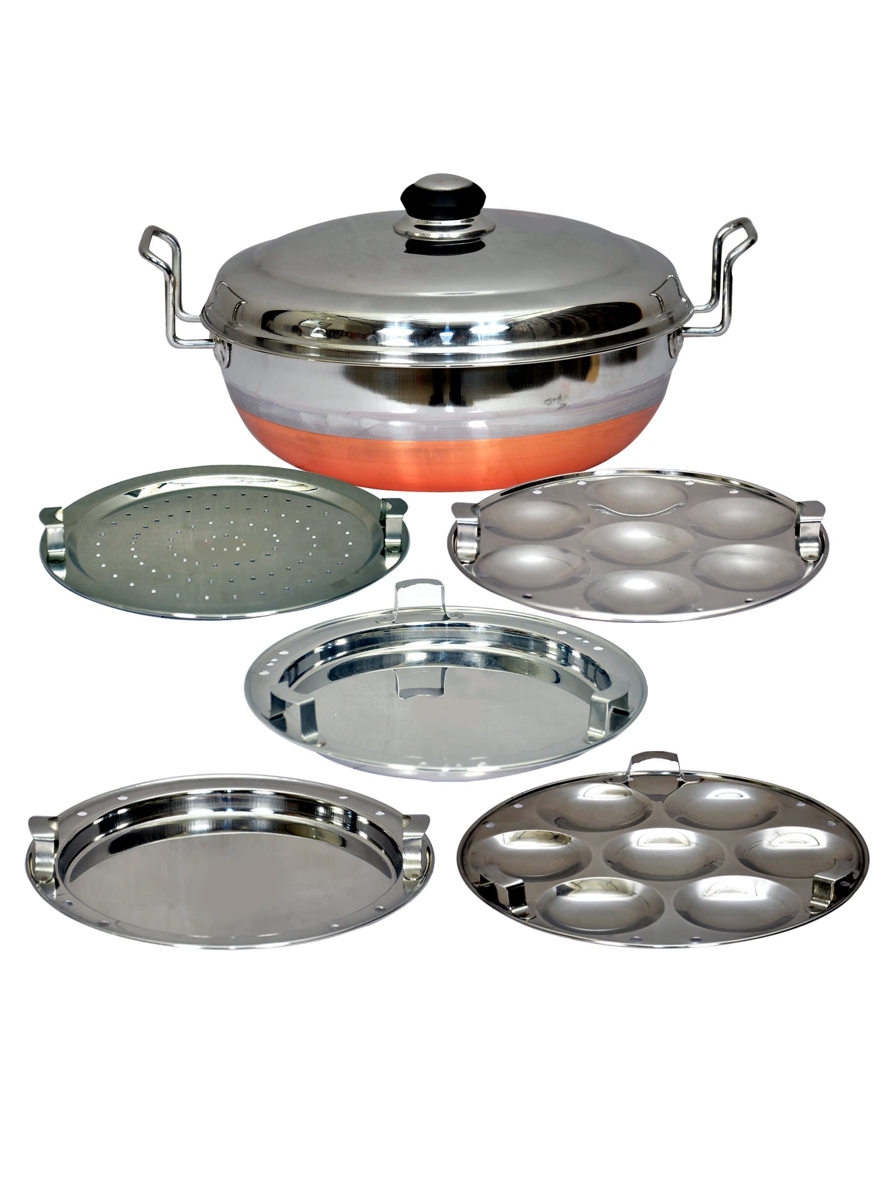 COPPER BOTTOM IDLY Cooker IDLY Maker Multi KADAI Multi KADHAI IDLI Cooker IDLI Maker 4IN1