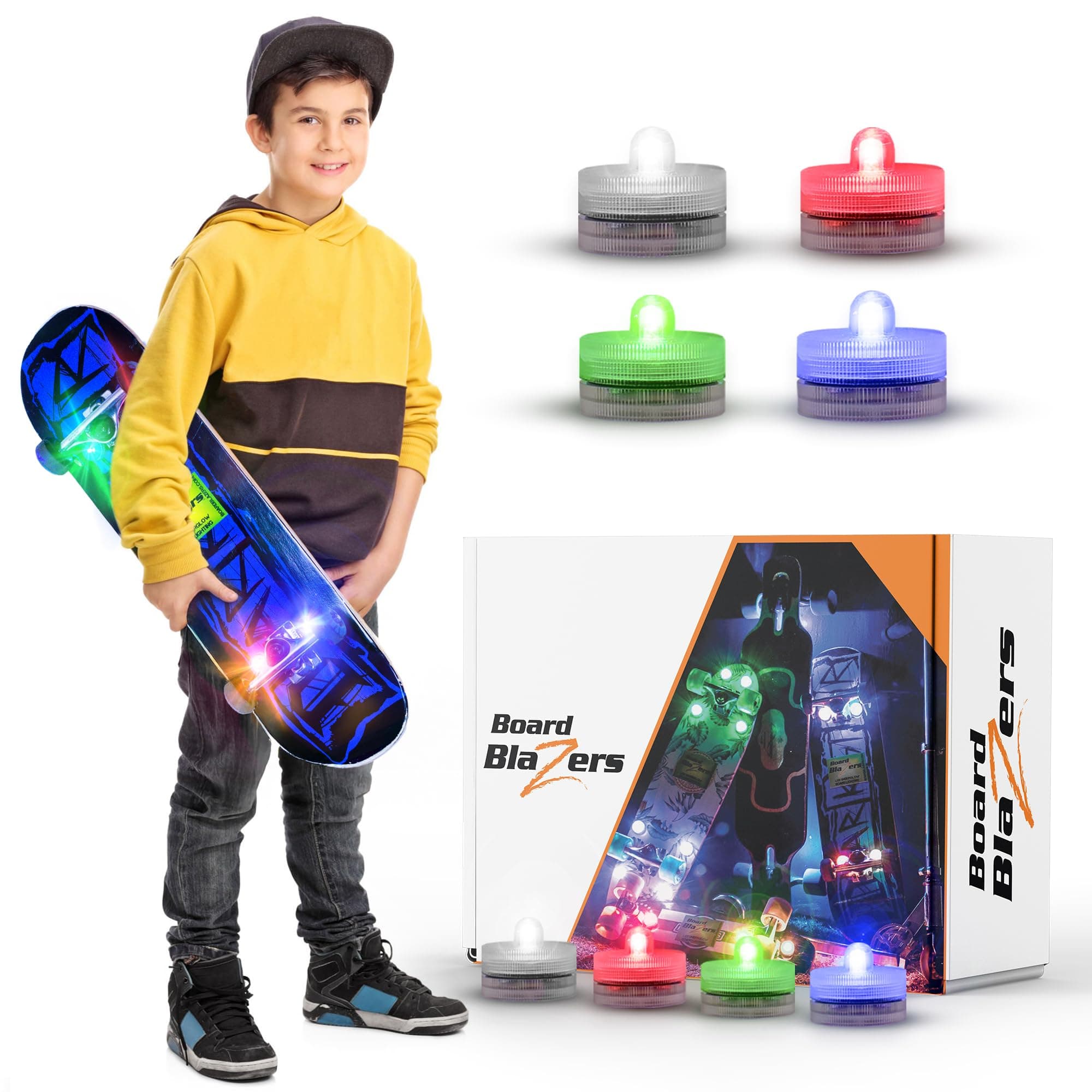 Board Blazers LED Skateboard Lights Underglow - Ideal Skateboard Gift - Perfect LED Longboard Light or Scooter Light Great Stocking Stuffer for Kids