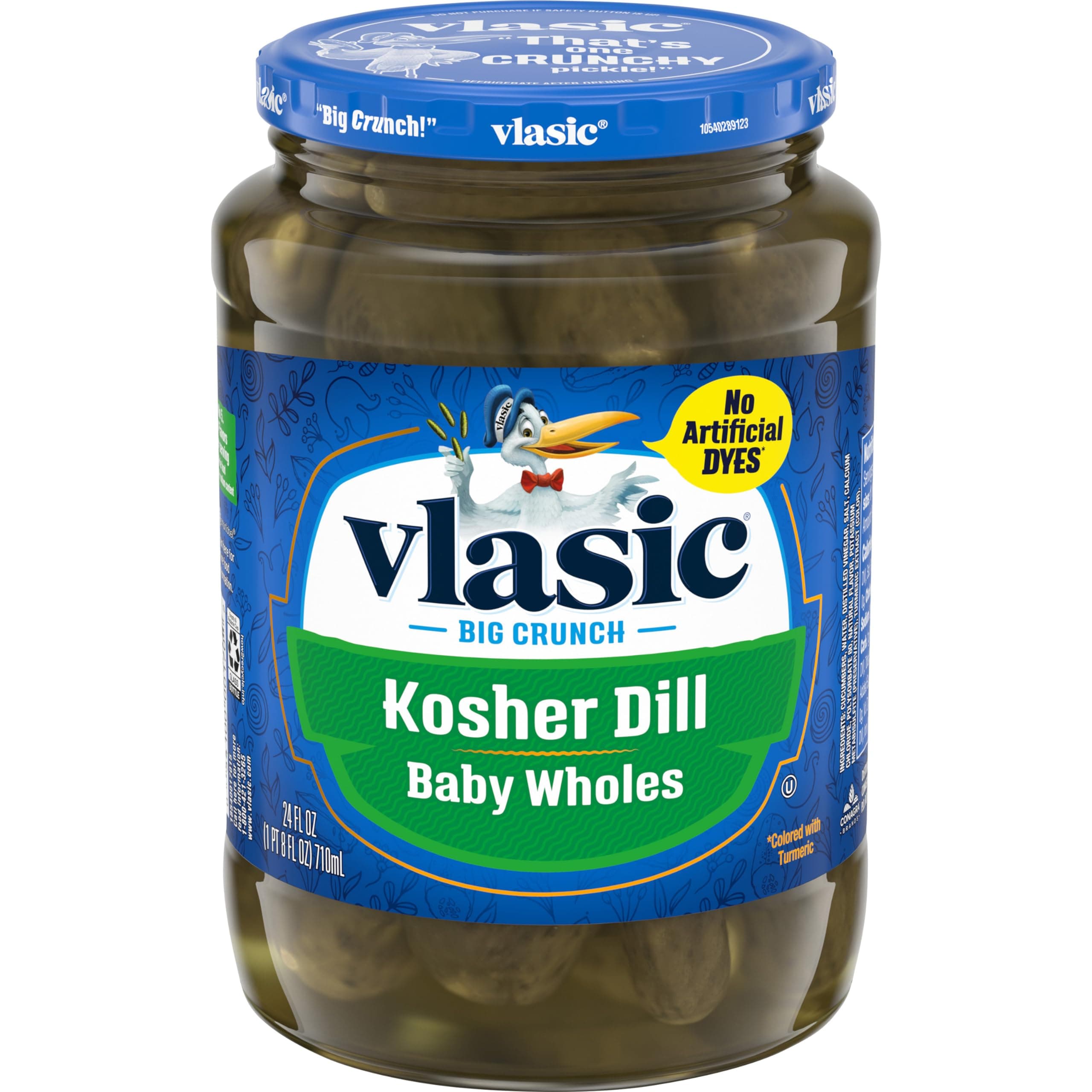 Vlasic Kosher Dill Baby Whole Pickles, Keto Friendly, 24 FL OZ