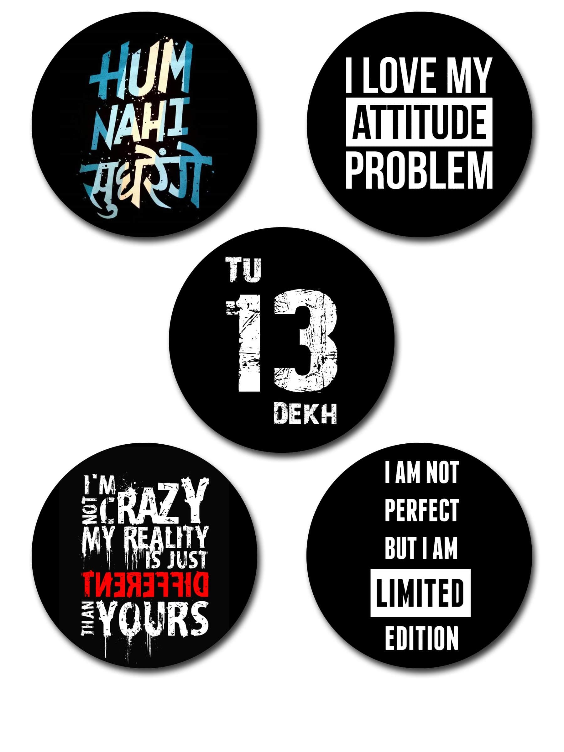 EFW Button Badge Set - Quotes - 5pcs Glossy Badge with Magnetic Body