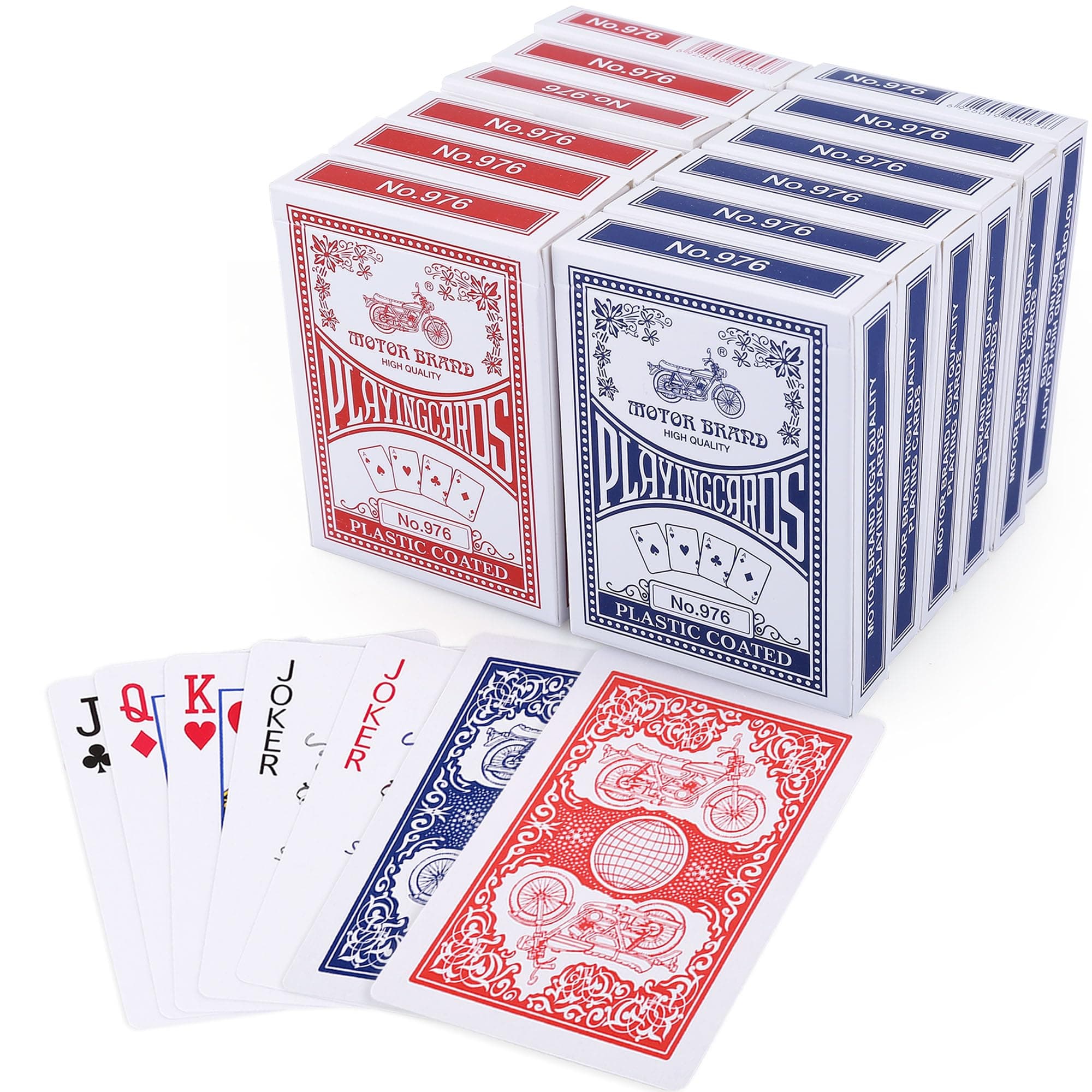 LotFancy Playing Cards, 12 Pack, Decks of Cards Bulk, Poker Size, Standard Index, for Blackjack, Euchre, Canasta Card Game, 6 Blue and 6 Red, Casino Grade Poker Cards